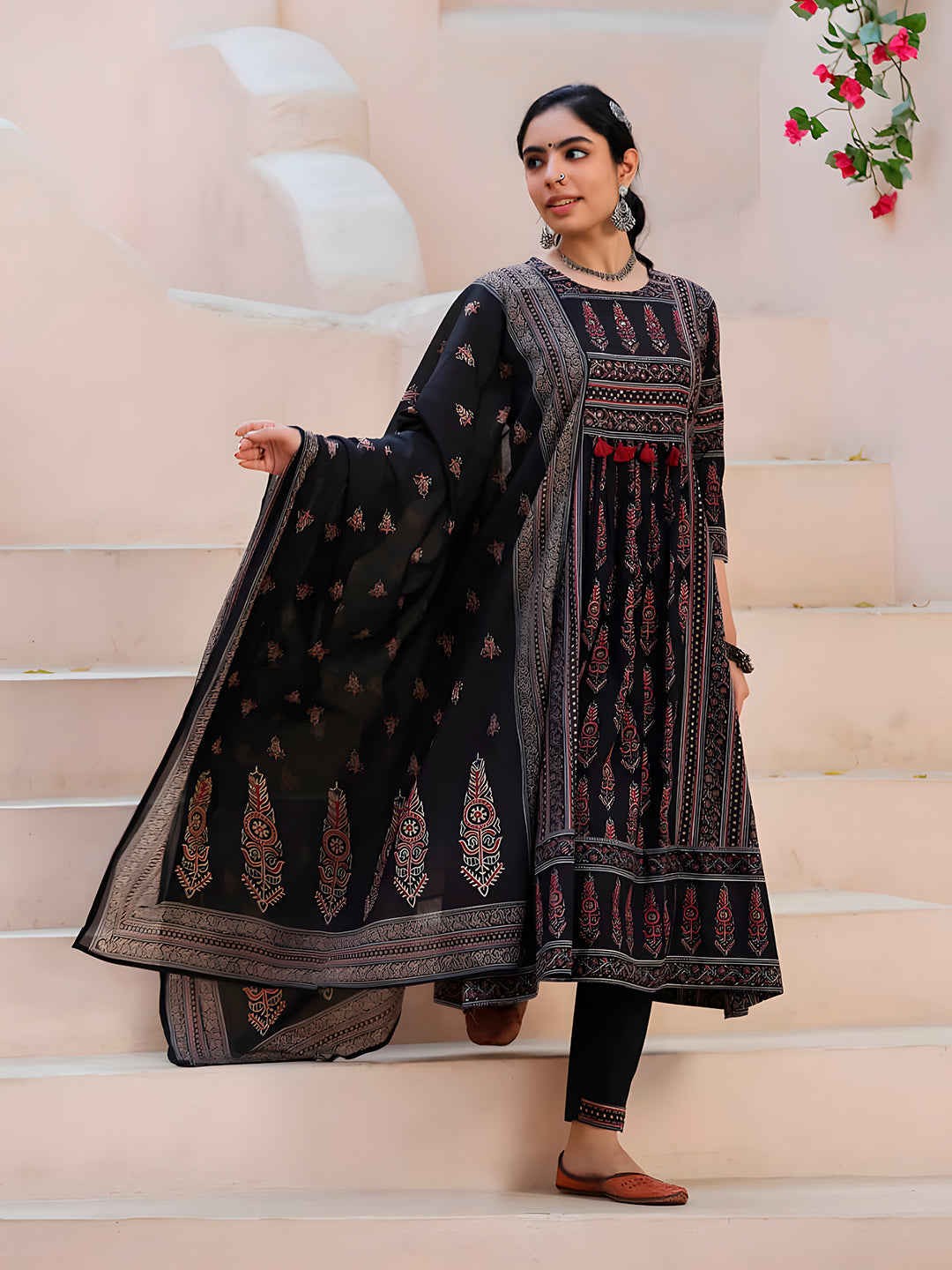 Printed & sequined Anarkali Kurta suit set Luxury