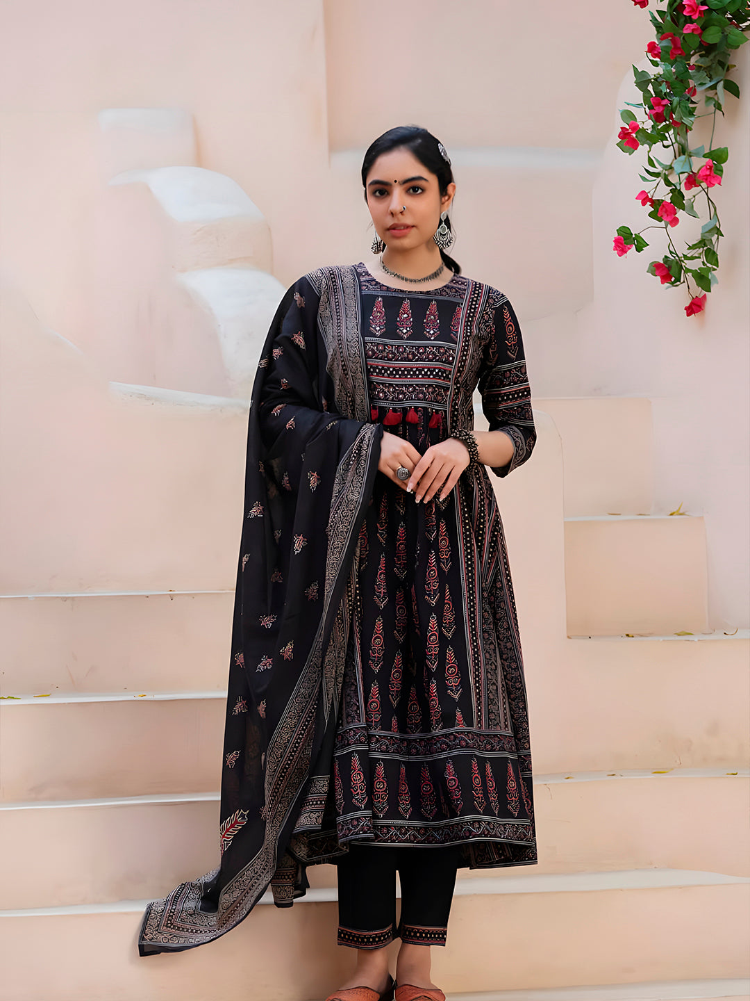 Printed & sequined Anarkali Kurta suit set Luxury