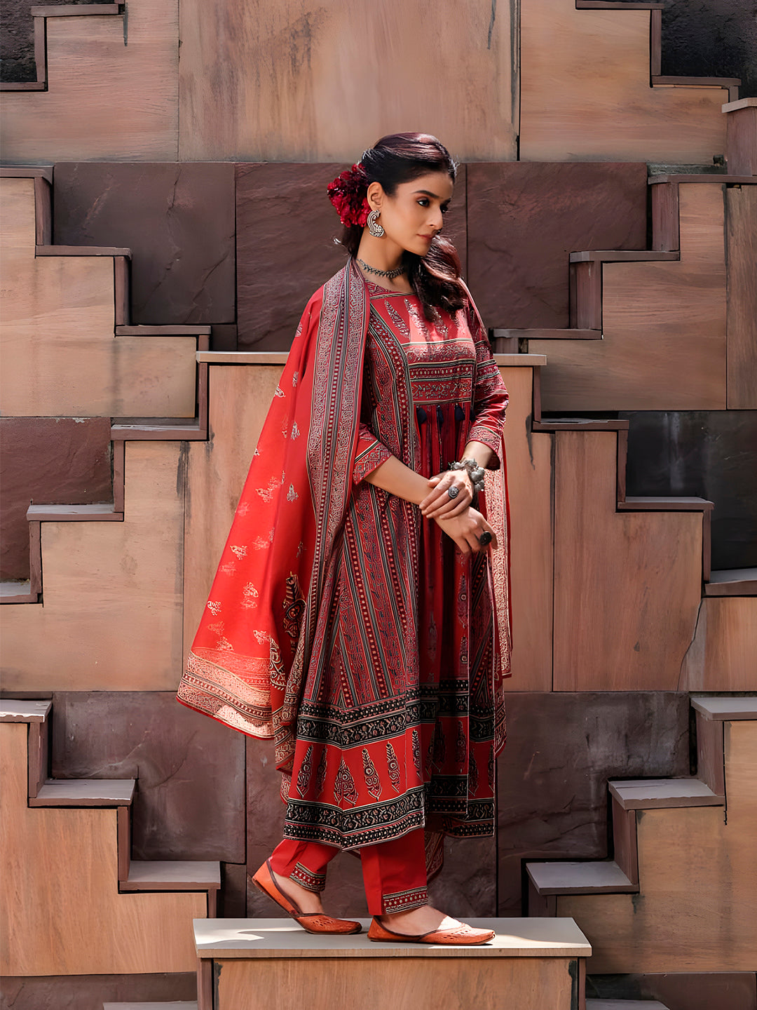 Printed & Sequined Anarkali Kurta with Pant & dupatta Luxury