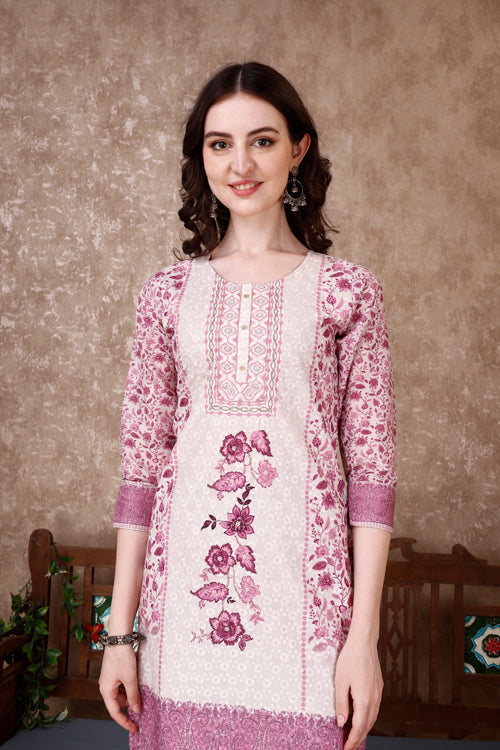 Hand Embroidered & Floral Printed Kurta with pant & dupatta Luxury