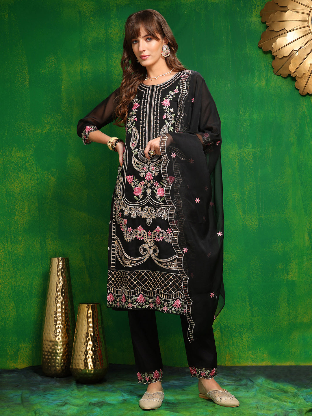 Pakistani embroidered Kurta with Pant & Dupatta