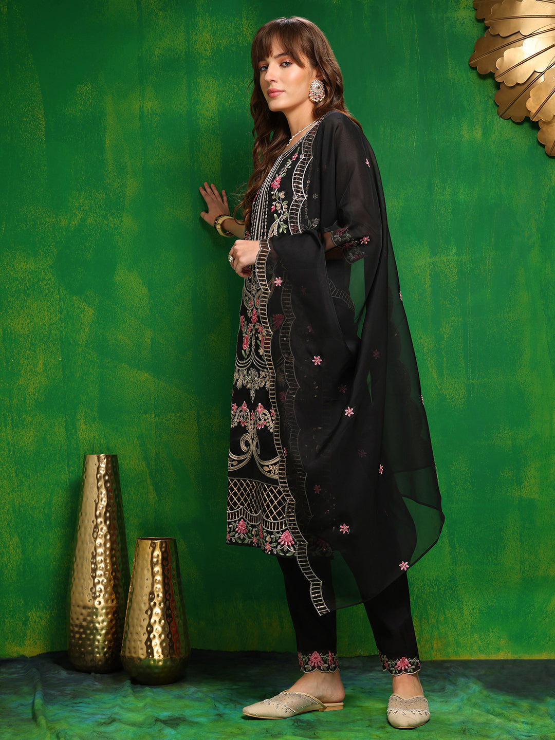 Pakistani embroidered Kurta with Pant & Dupatta