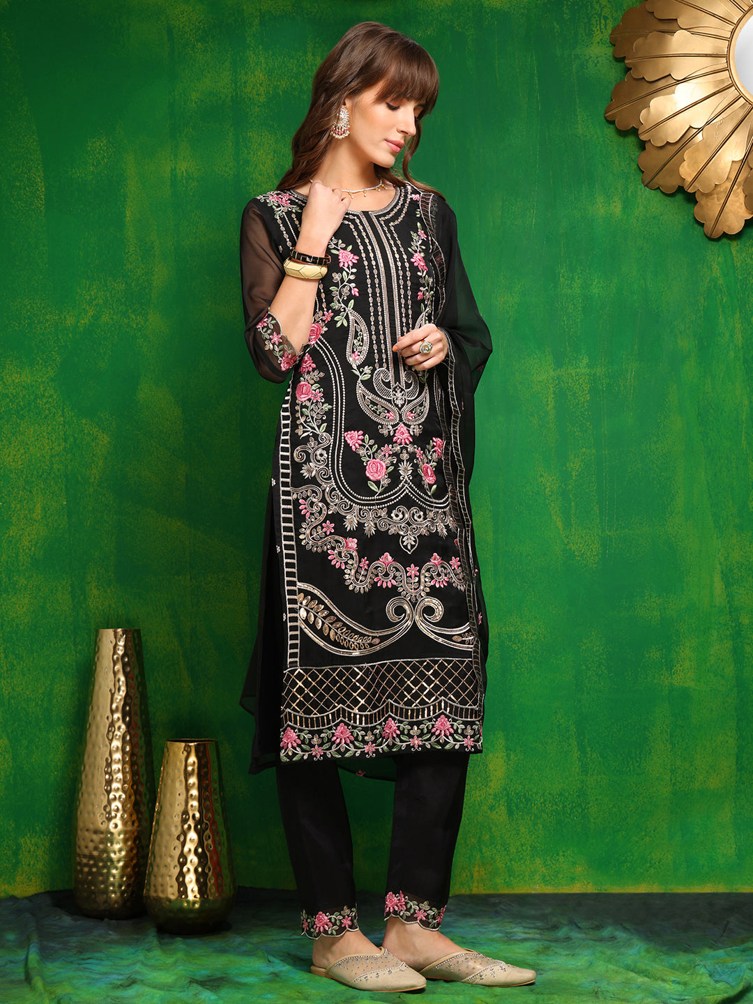 Pakistani embroidered Kurta with Pant & Dupatta