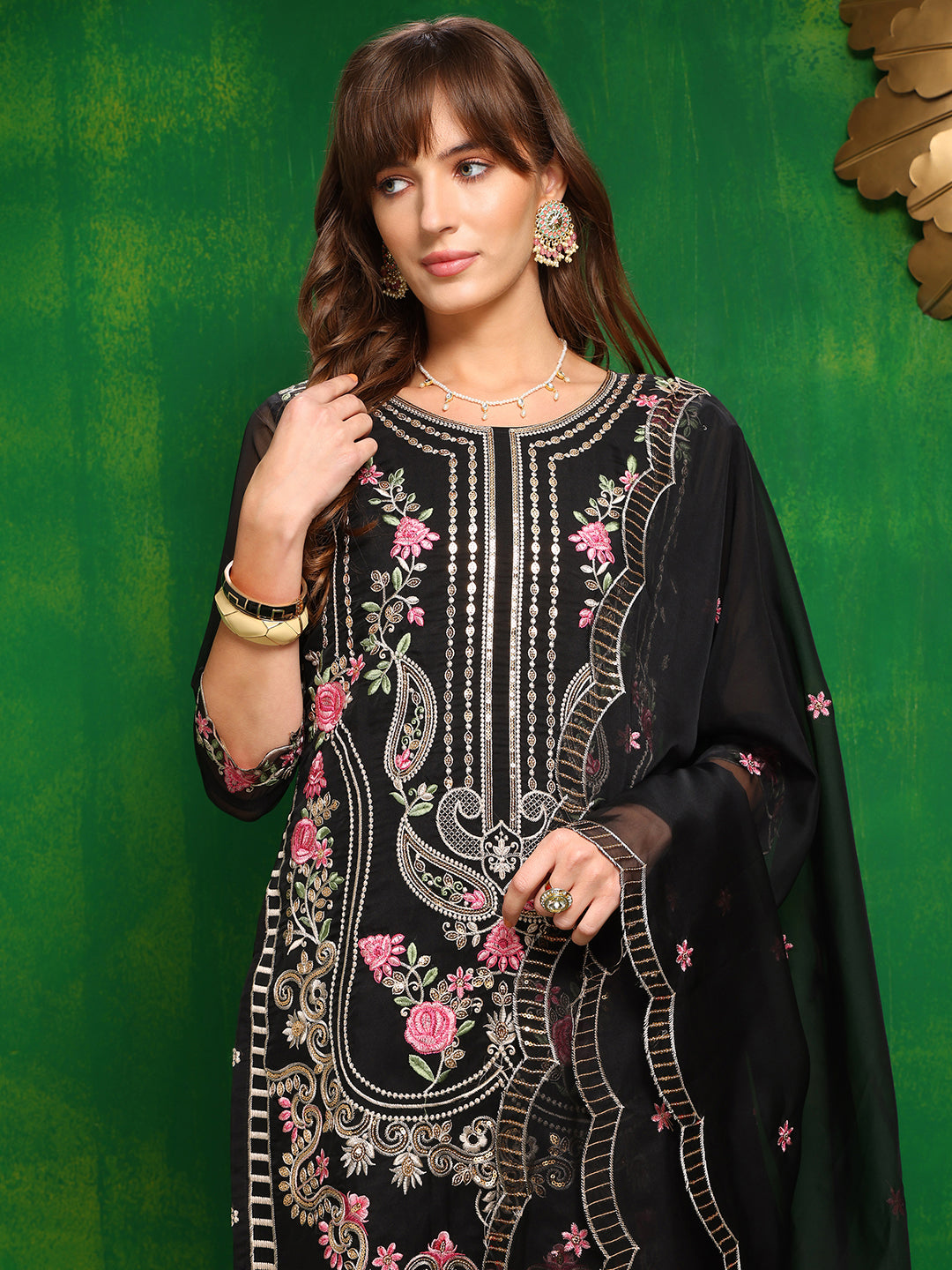 Pakistani embroidered Kurta with Pant & Dupatta