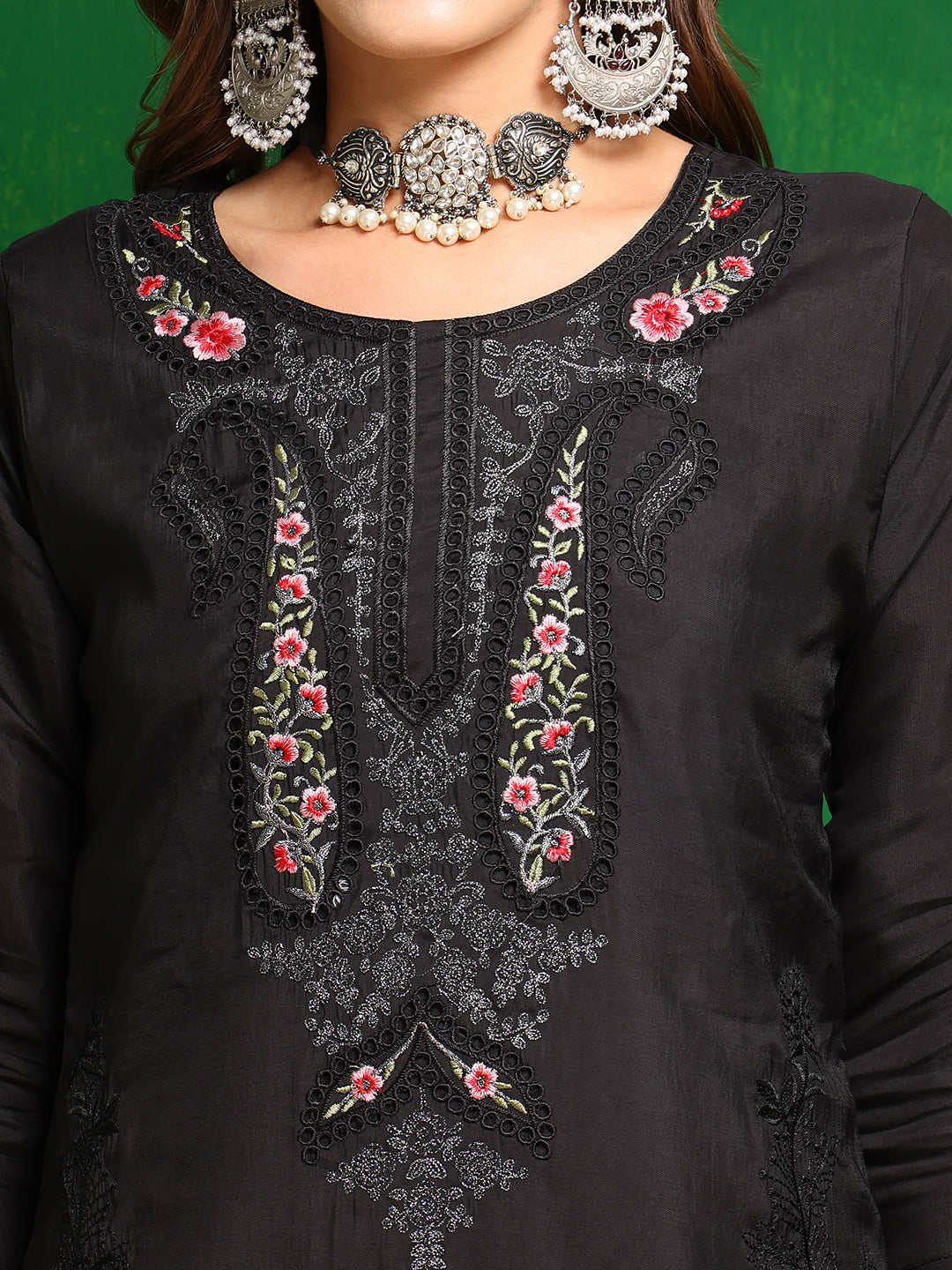 Pakistani Embroidered Kurta with Pant & Dupatta