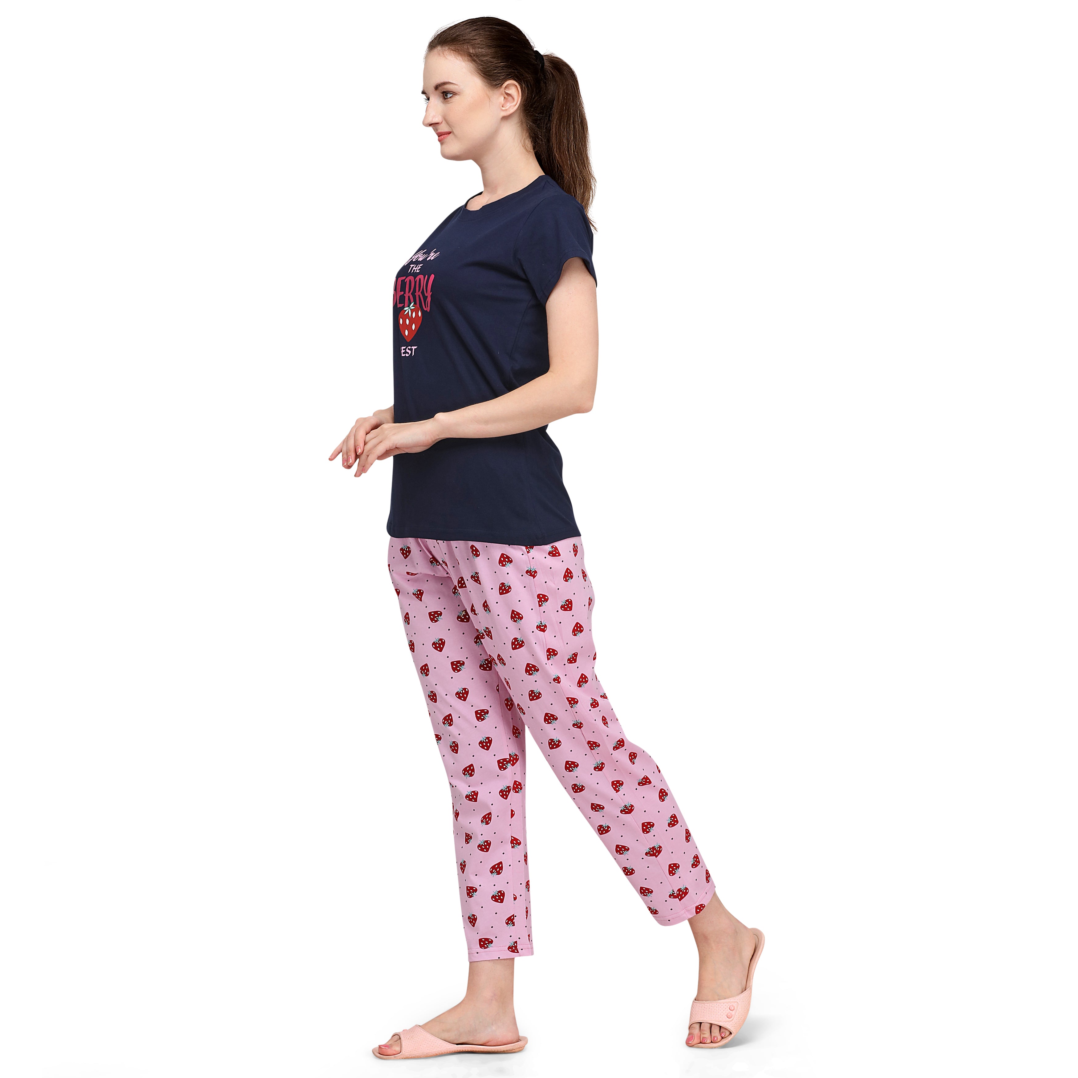 Strawberry Printed Tshirt & Pant night suit