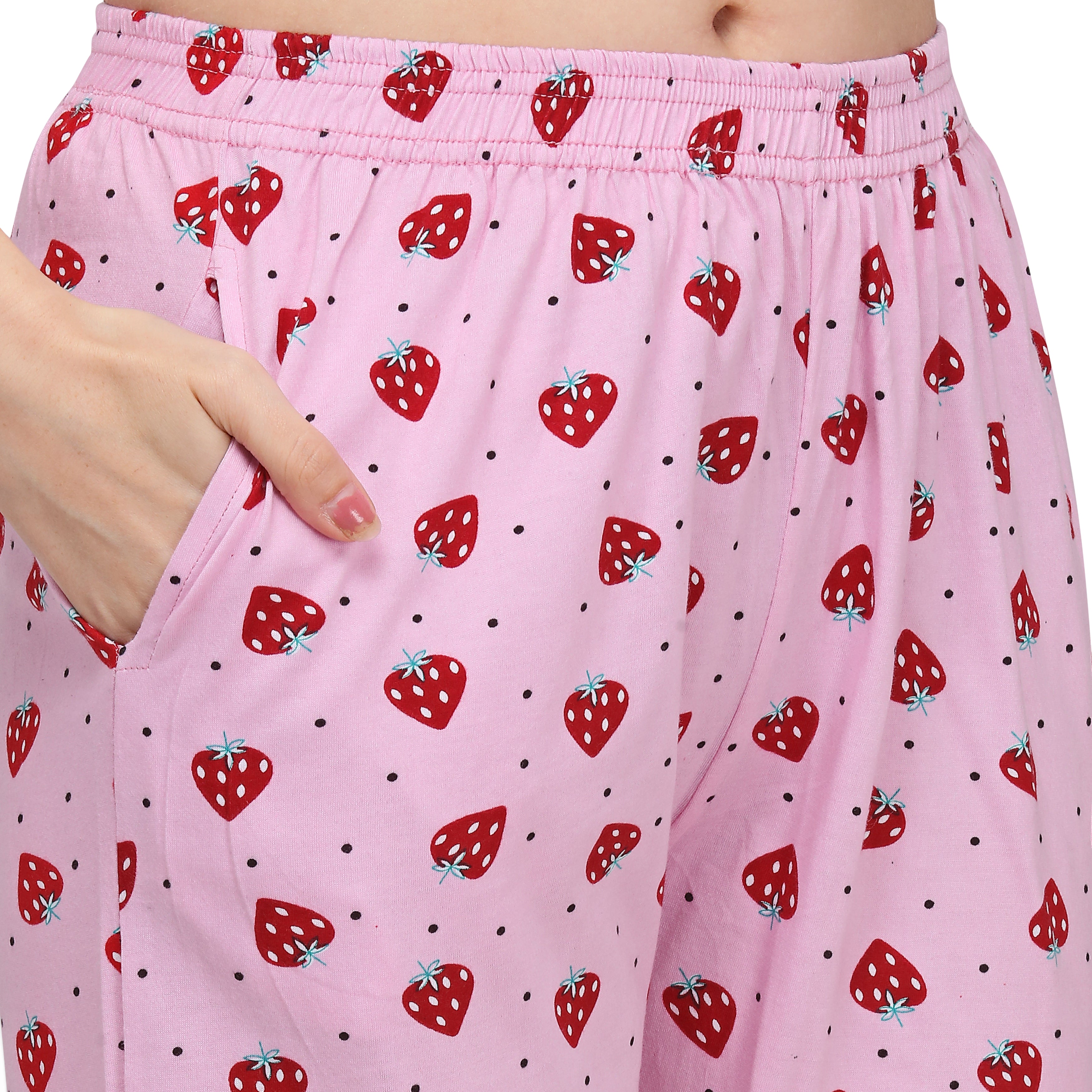 Strawberry Printed Tshirt & Pant night suit