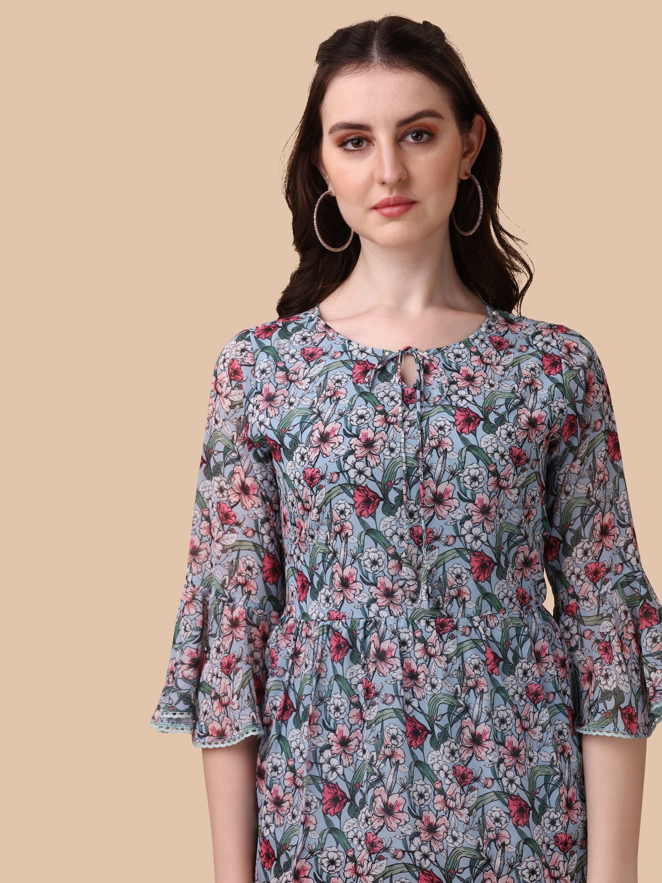 Georgette Floral Print Blouson Top