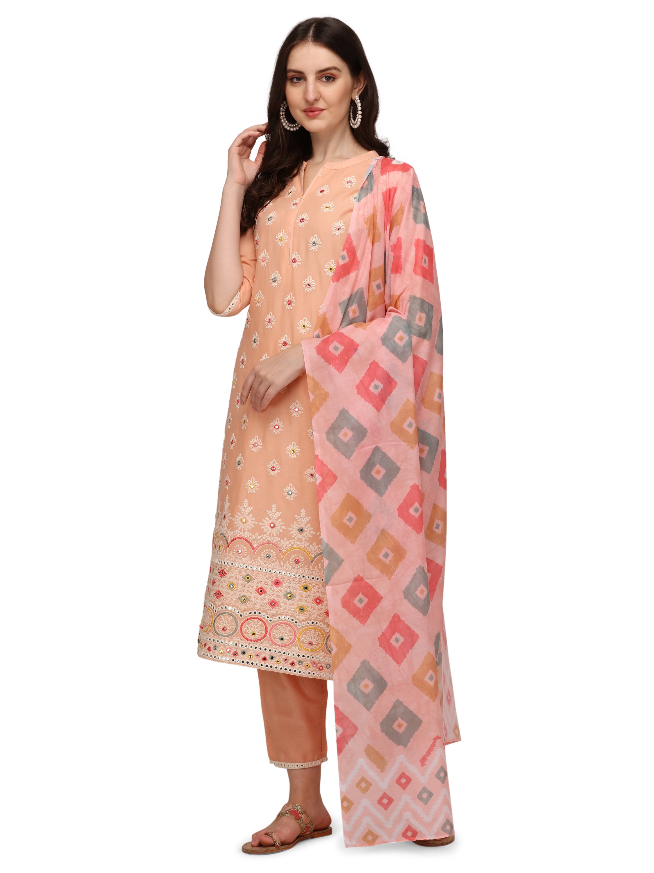 Lucknawi Embroidered Kurta with pant & Dupatta