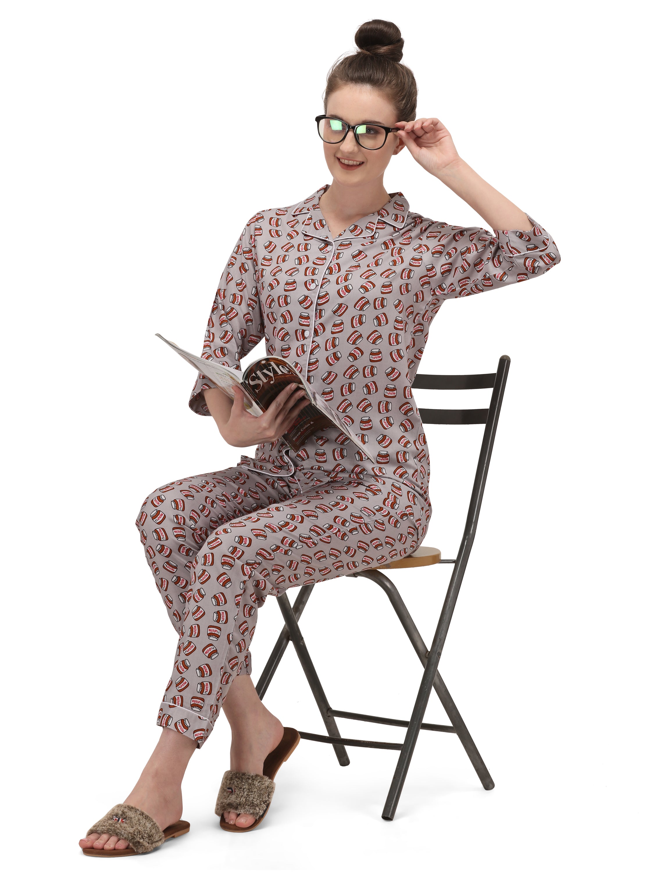 Printed Rayon Womens nightwear suit