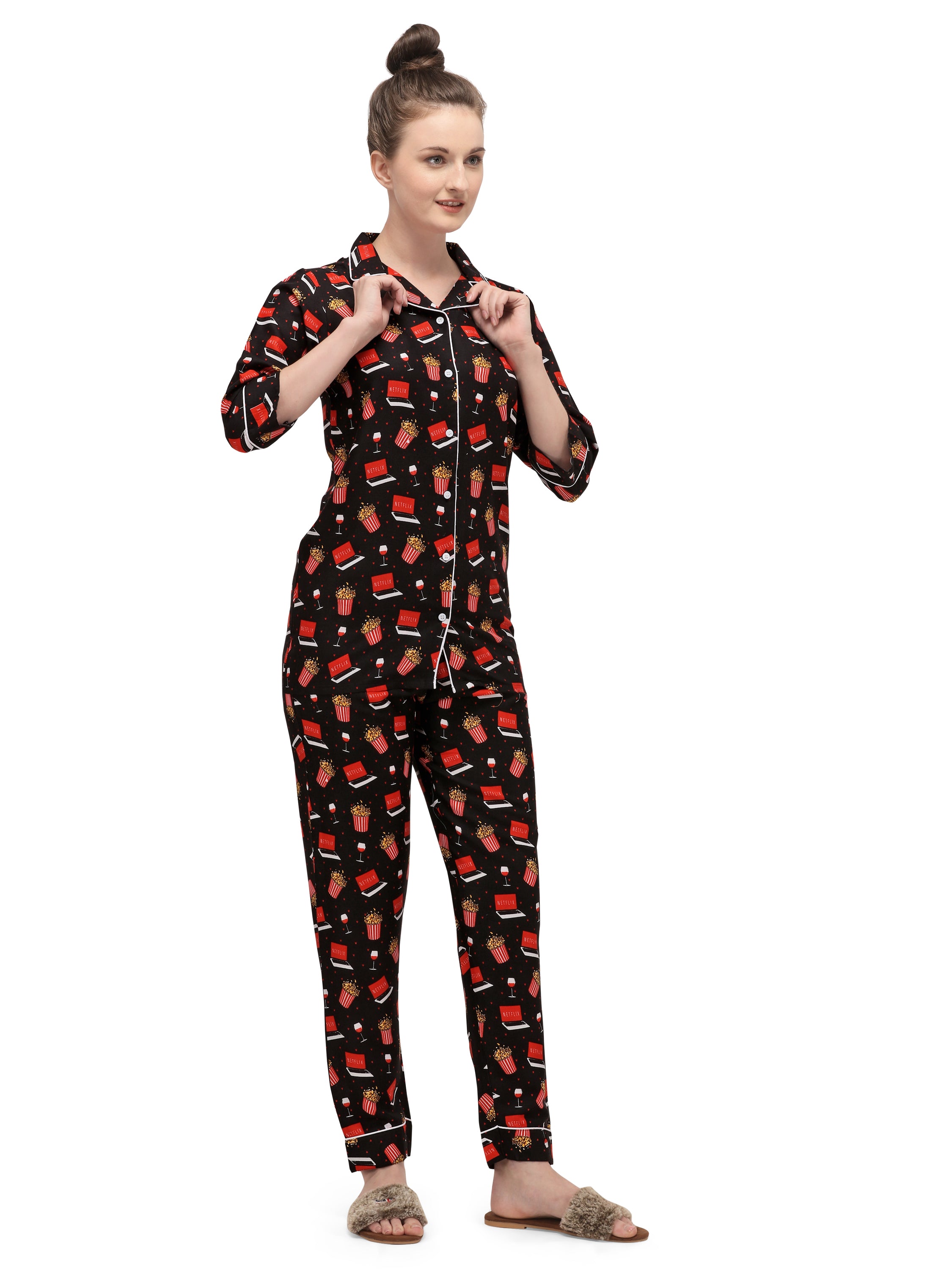Rayon Netflix Printed Night Suit Set