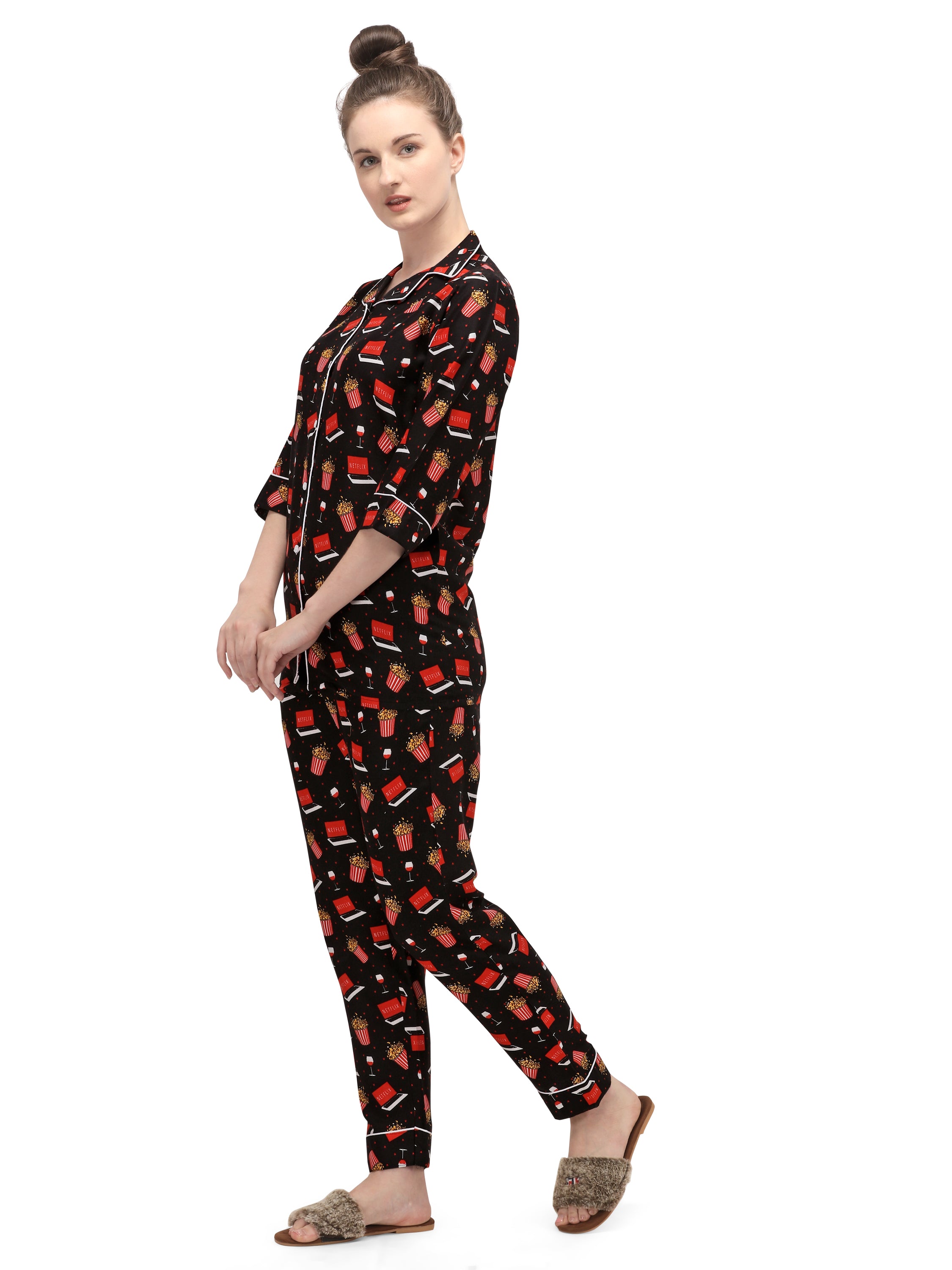 Rayon Netflix Printed Night Suit Set