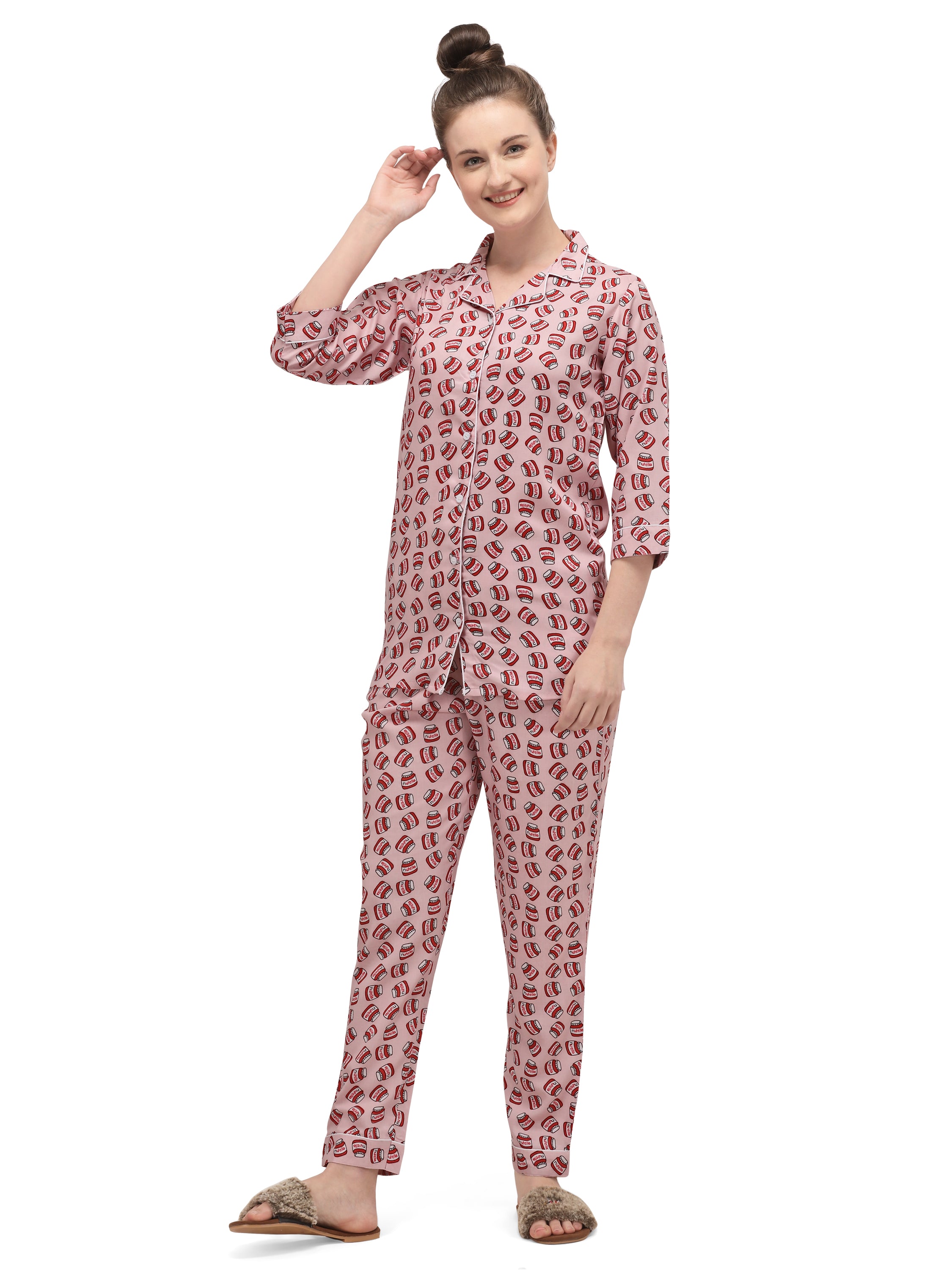 Printed Rayon Womens nightwear suit