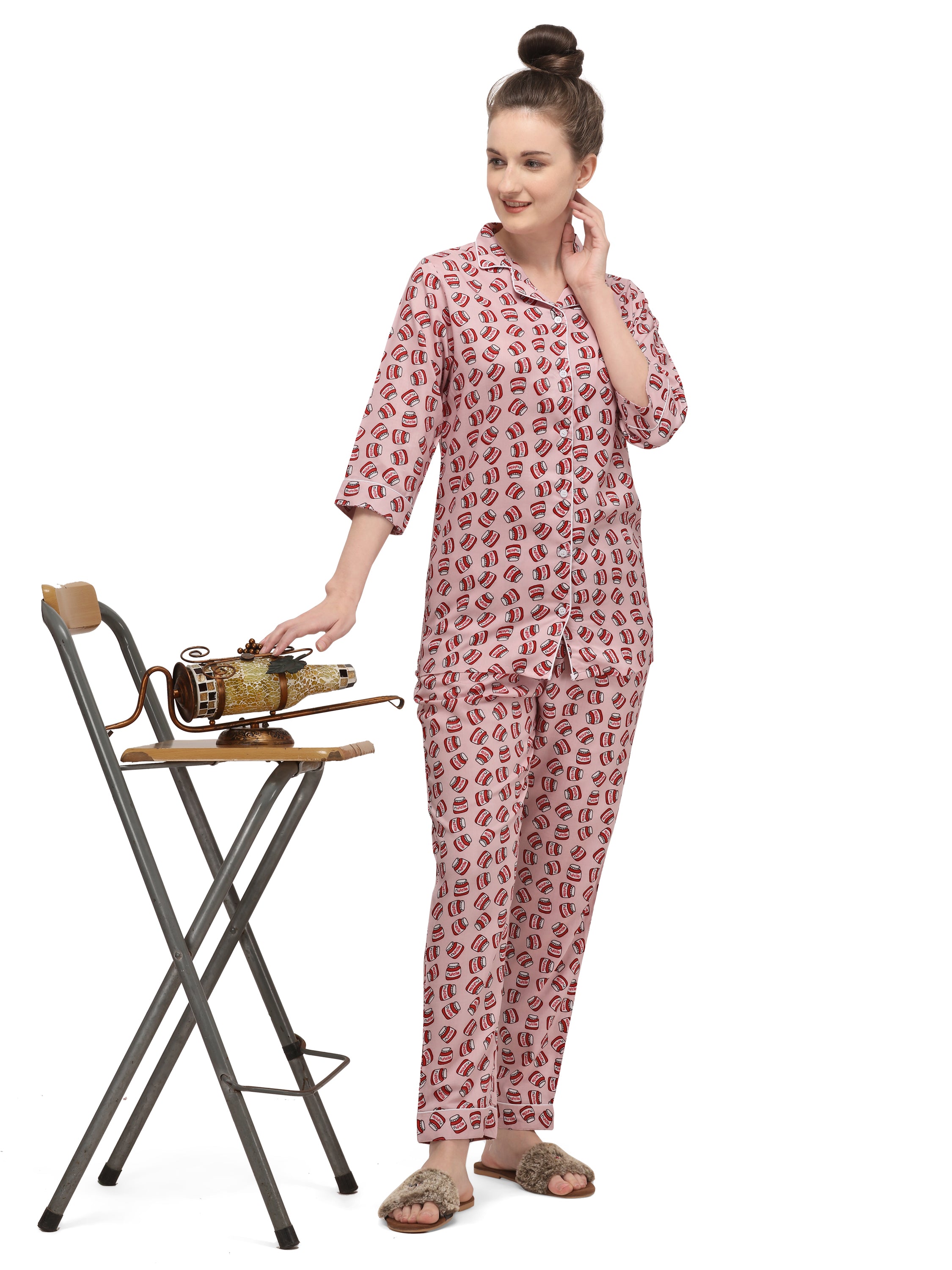 Printed Rayon Womens nightwear suit