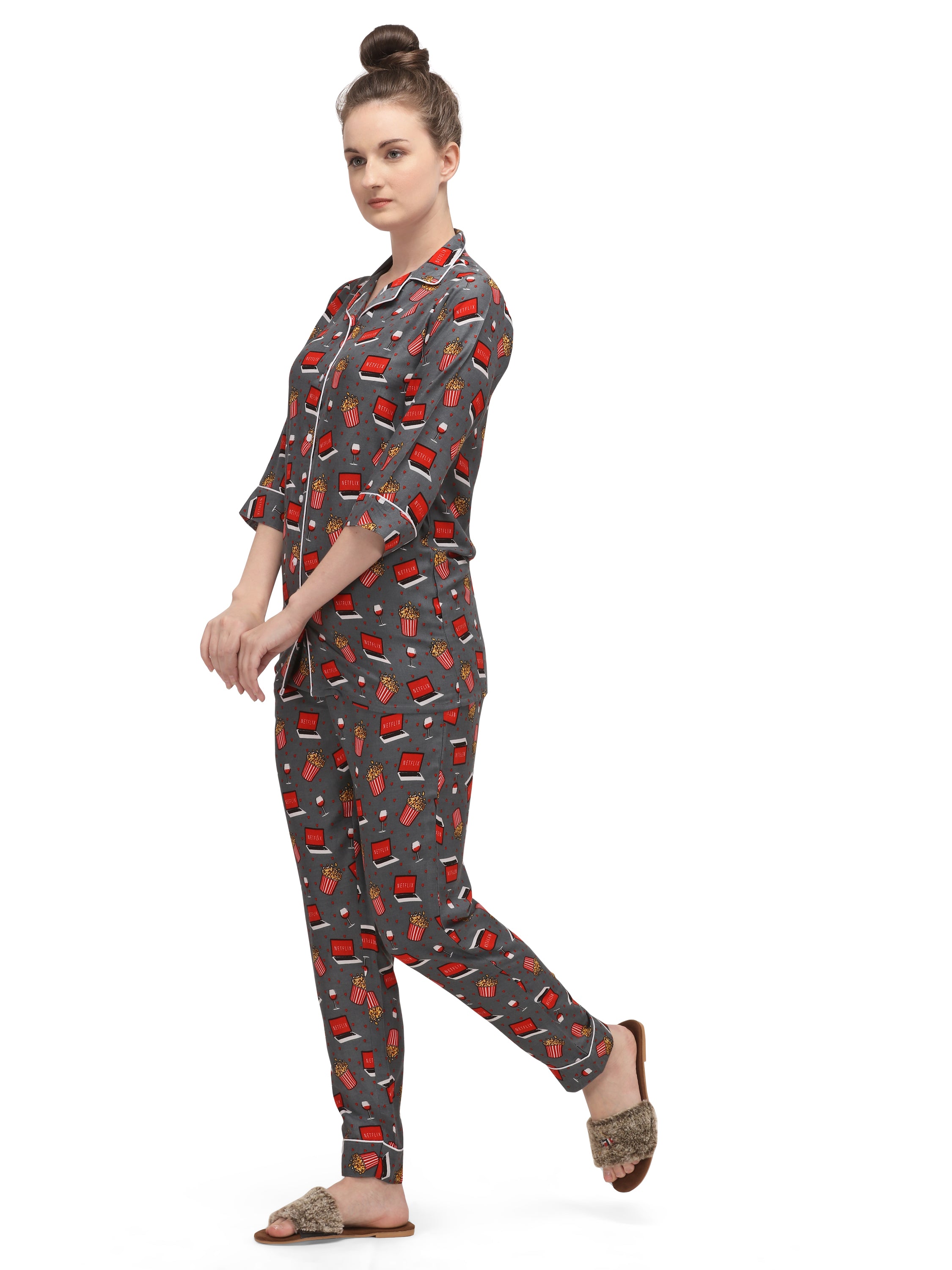 Rayon Netflix Printed Night Suit Set