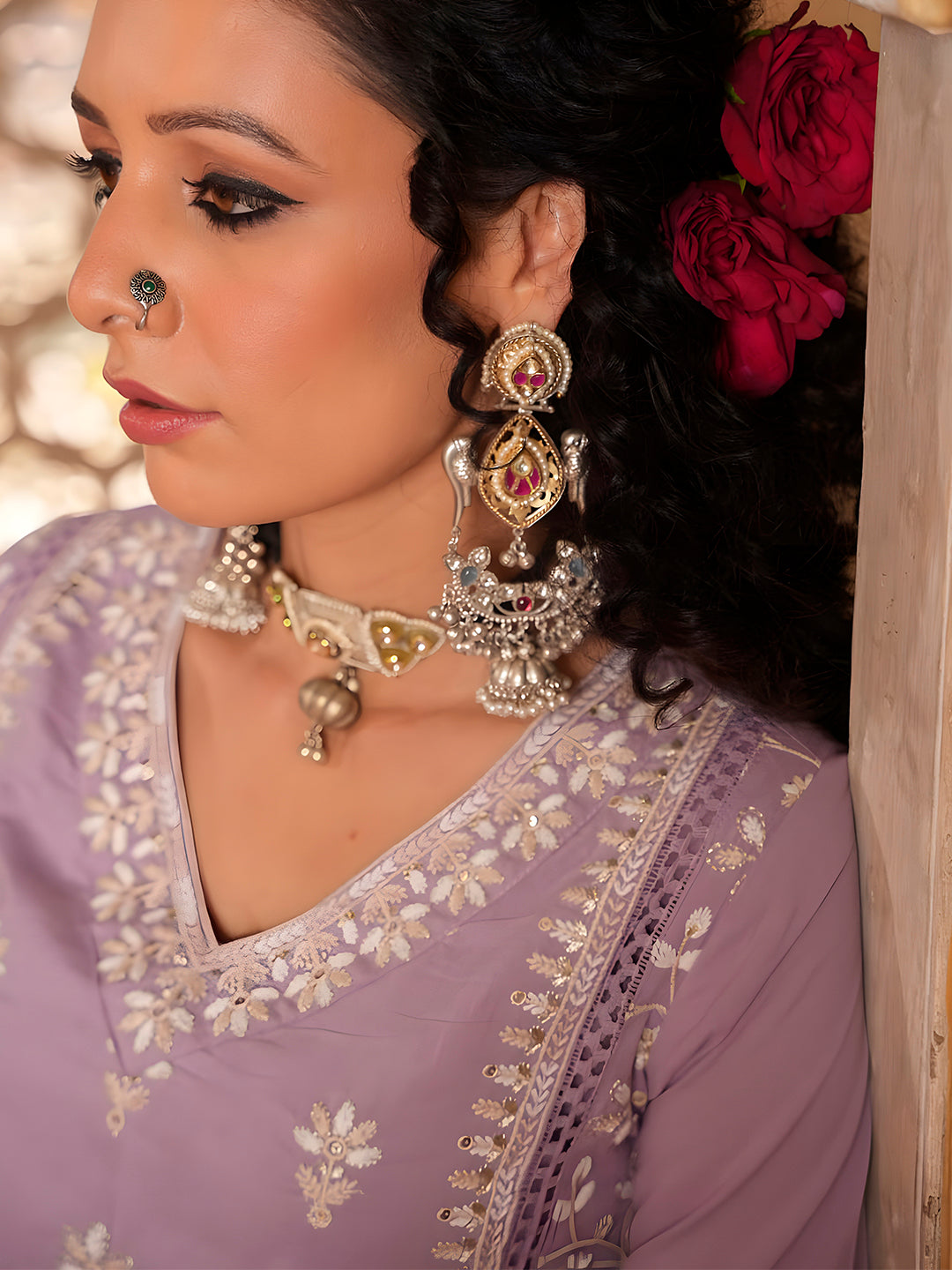 Embroidered & Lace Detailed Kurta with Pant & Embroidered dupatta Luxury