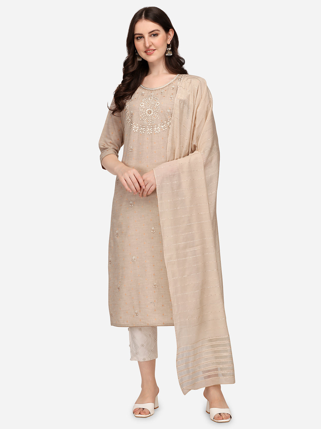 Embroidered Kurta with Pant & Dupatta Set