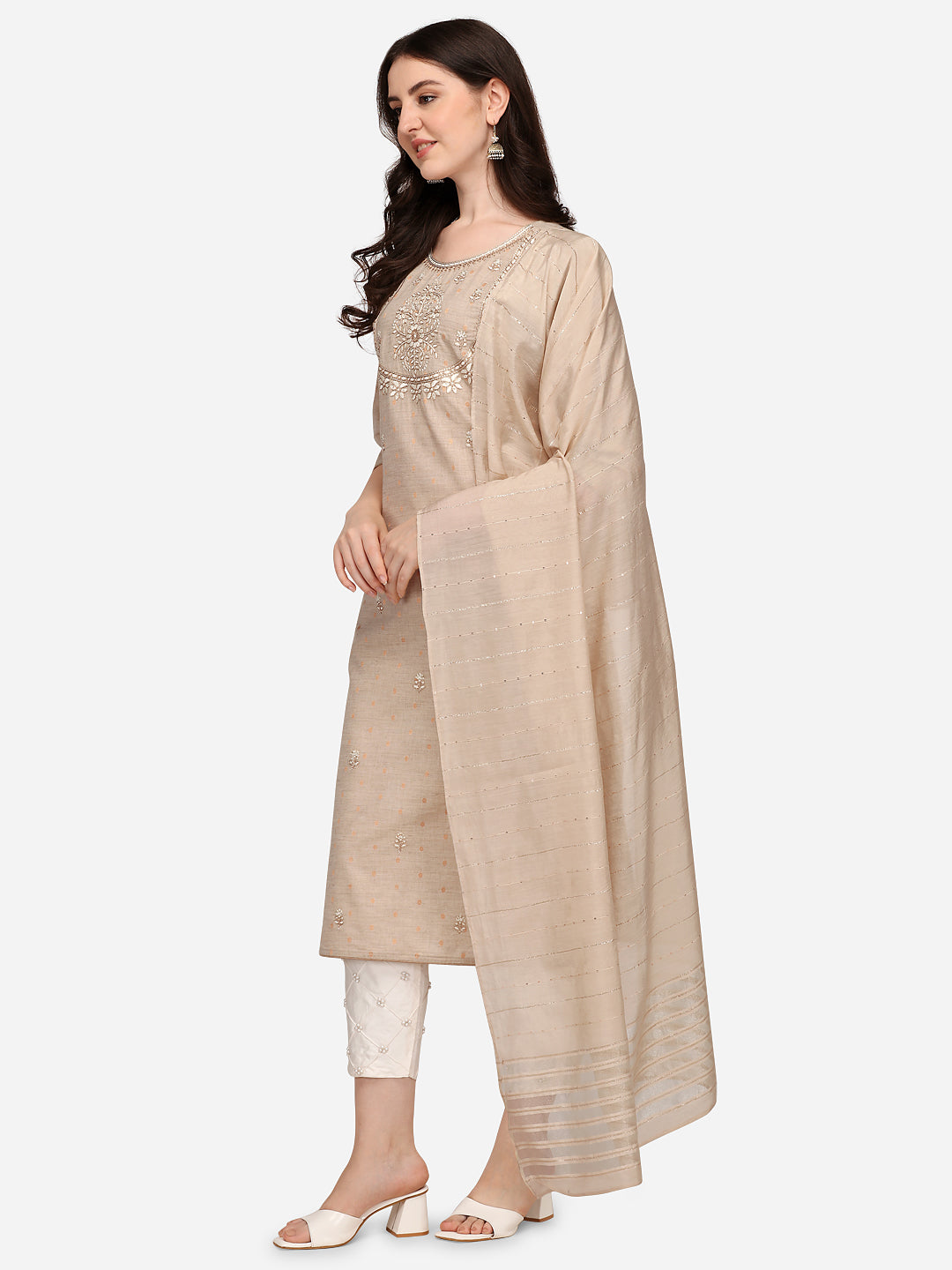 Embroidered Kurta with Pant & Dupatta Set