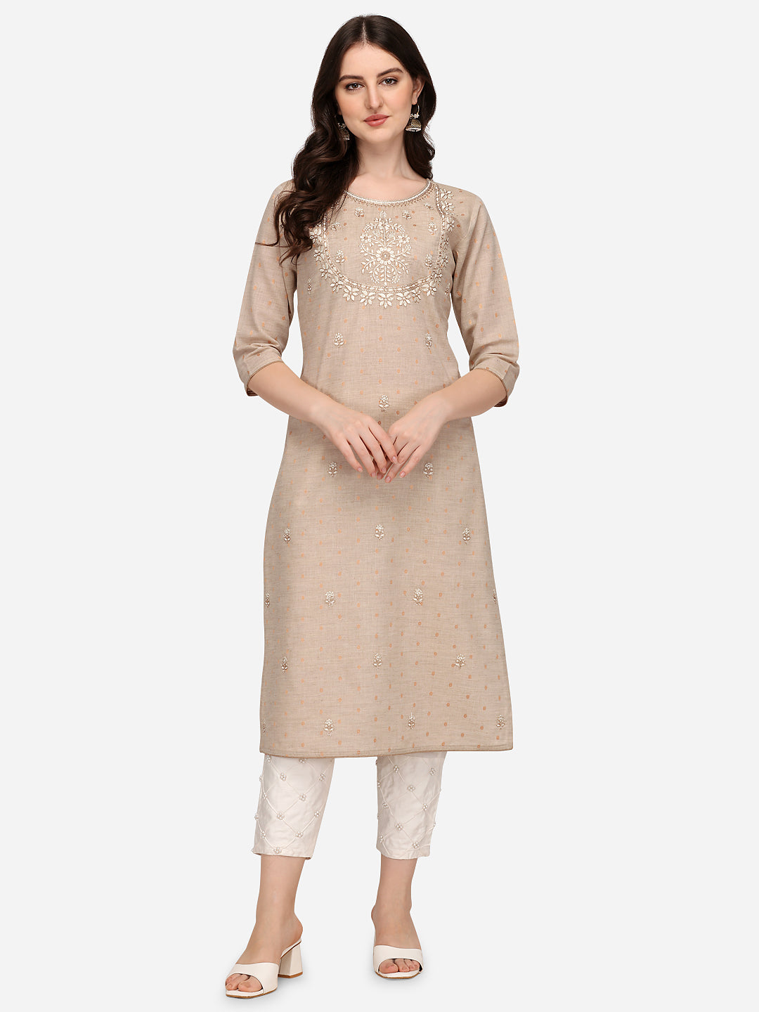 Embroidered Kurta with Pant & Dupatta Set