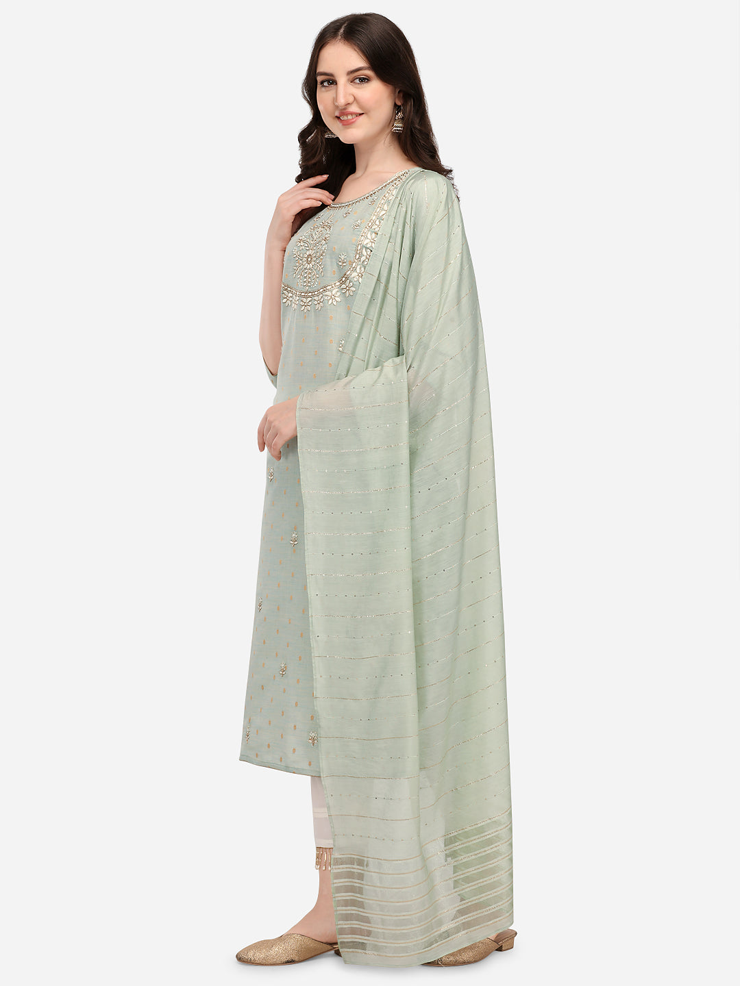 Embroidered Kurta with Pant & Dupatta Set