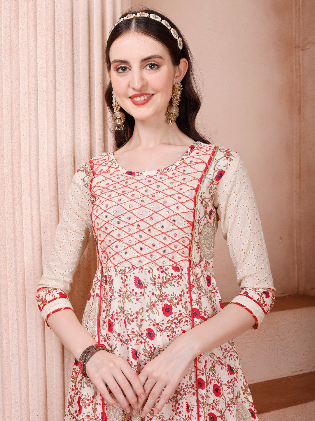 Anarkali Embroidered Kurta With Pant and Dupatta Set