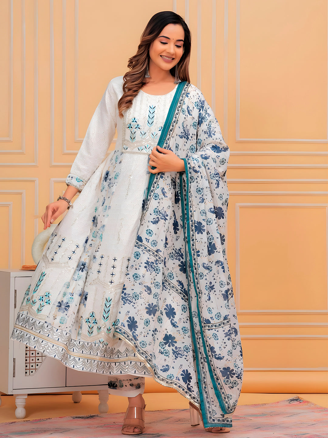 Embroidered & Chikankari & Printed Kurta with pant & dupatta premium Luxury