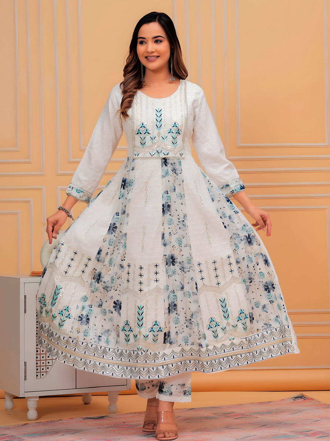 Embroidered & Chikankari & Printed Kurta with pant & dupatta premium Luxury