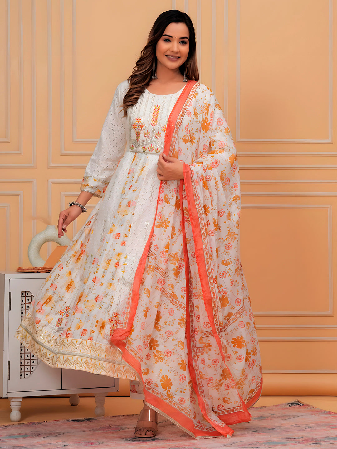 Embroidered & Chikankari & Printed Kurta with pant & dupatta premium Luxury