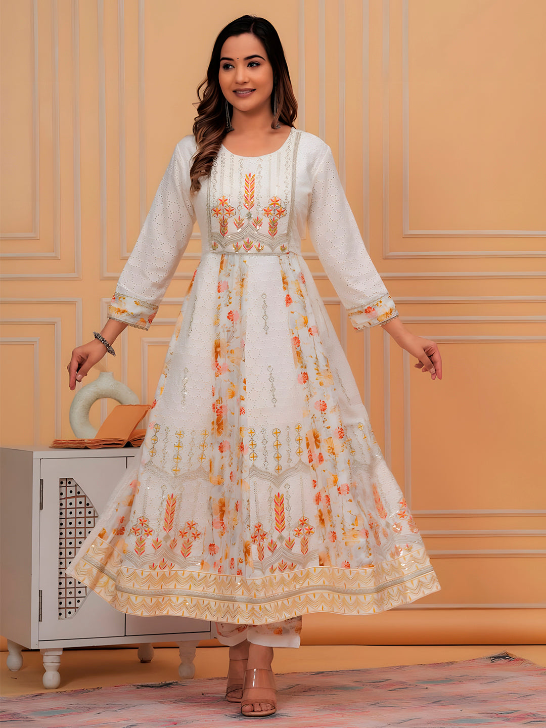 Embroidered & Chikankari & Printed Kurta with pant & dupatta premium Luxury