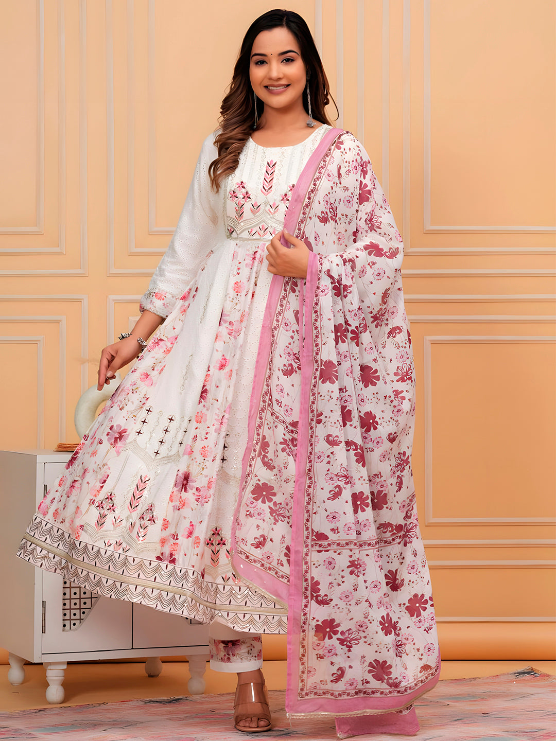 Embroidered & Chikankari & Printed Kurta with pant & dupatta premium Luxury