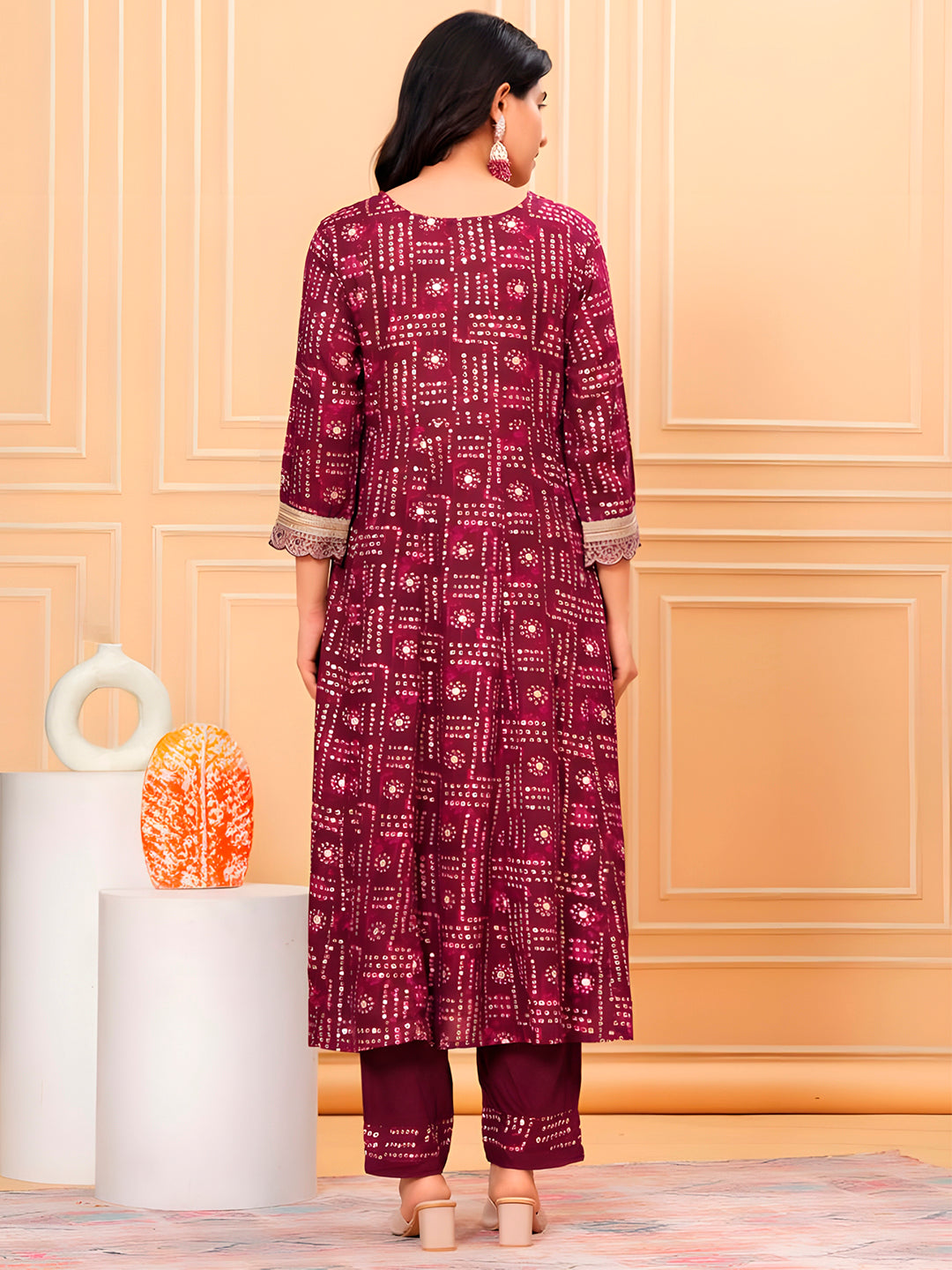 Embroidered & Bandhani Printed Kurta with pant & dupatta