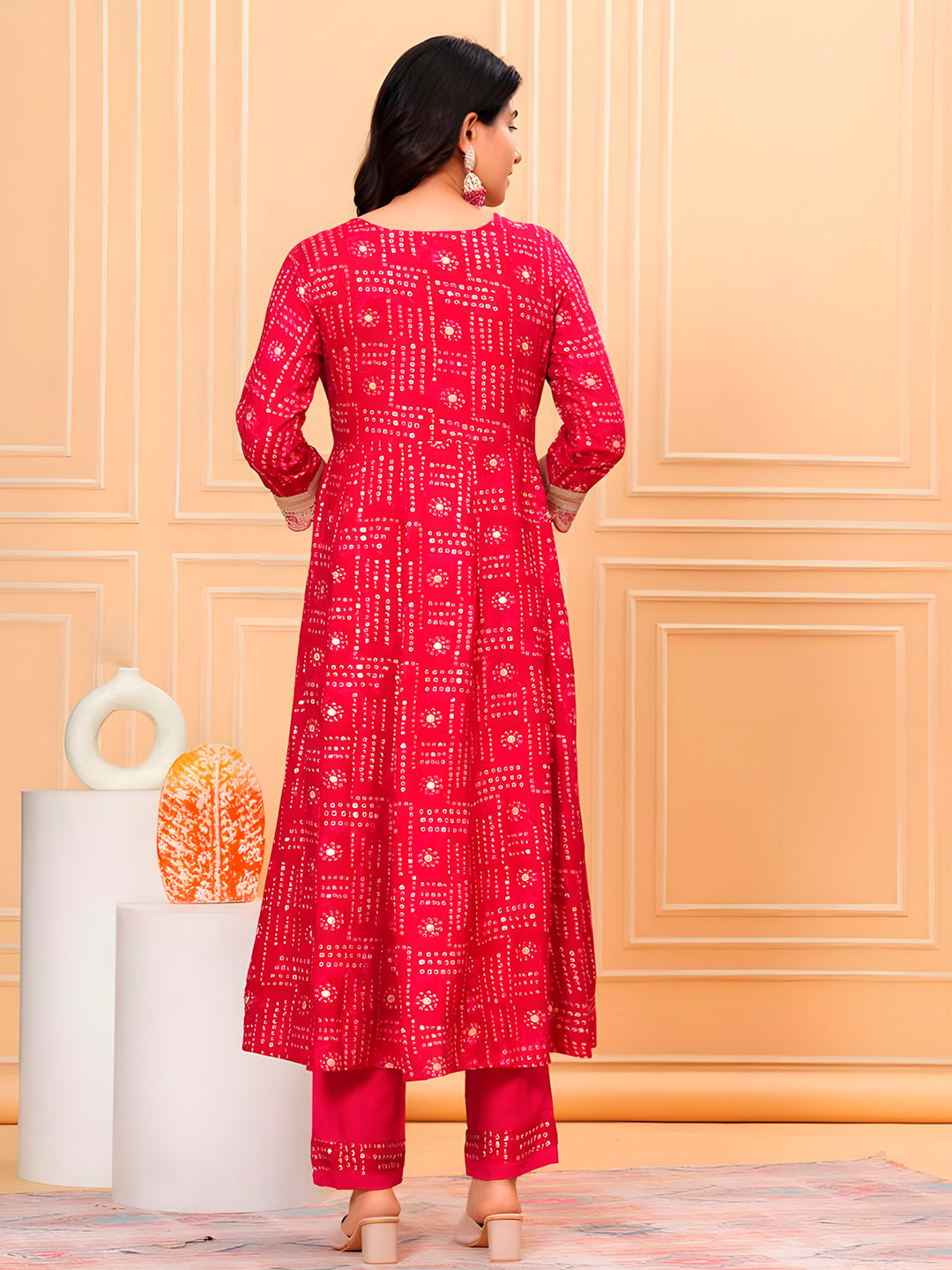 Embroidered & Bandhani Printed Kurta with pant & dupatta