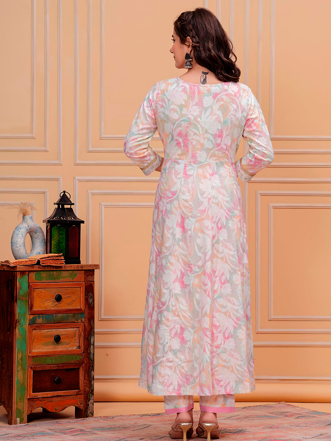 Embroidered & Floral Printed Kurta with pant & dupatta