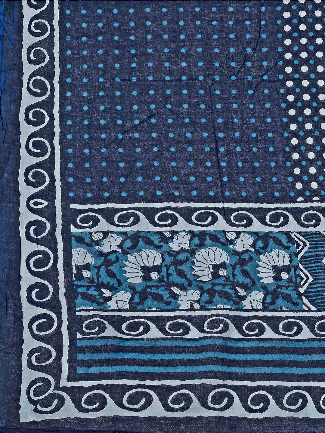 Embroidered and striped Printed Indigo Kurta with Pant & printed Dupatta