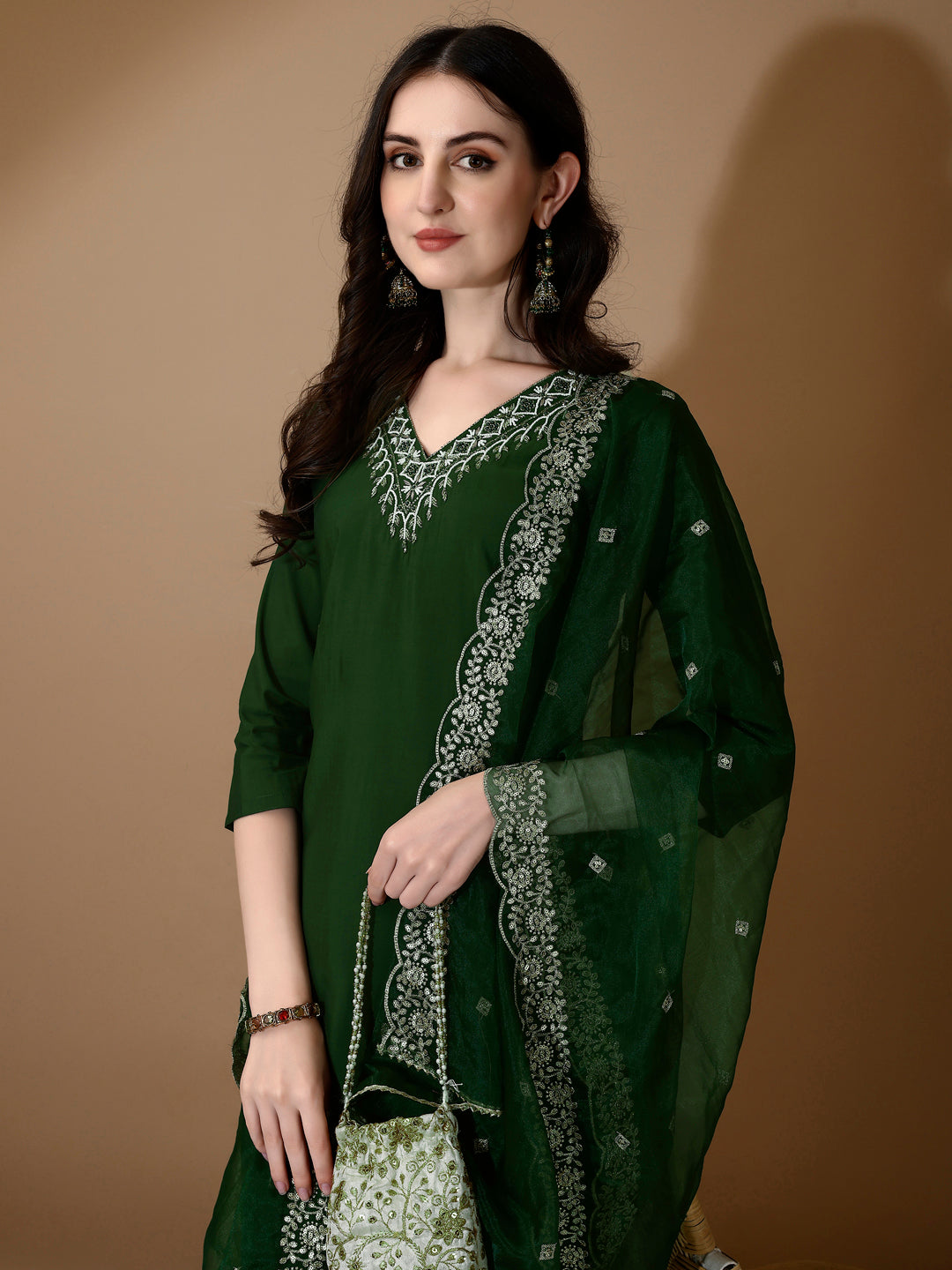 Hand embroidered Kurta with Pant & Dupatta Premium luxury