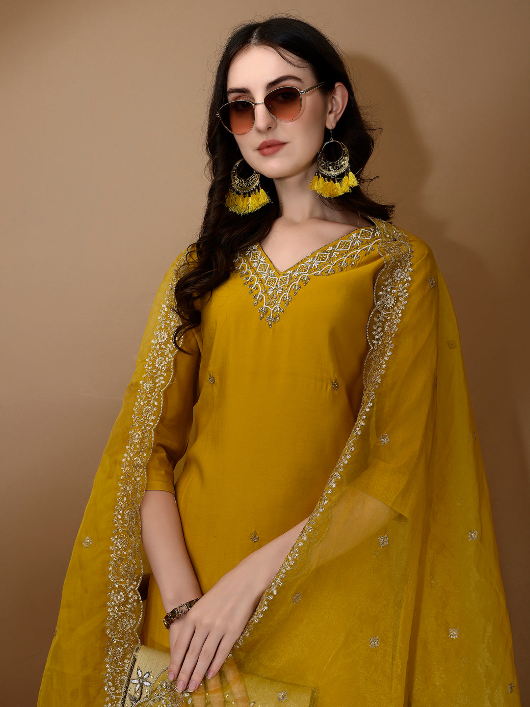 Hand embroidered Kurta with Pant & Dupatta Premium Luxury