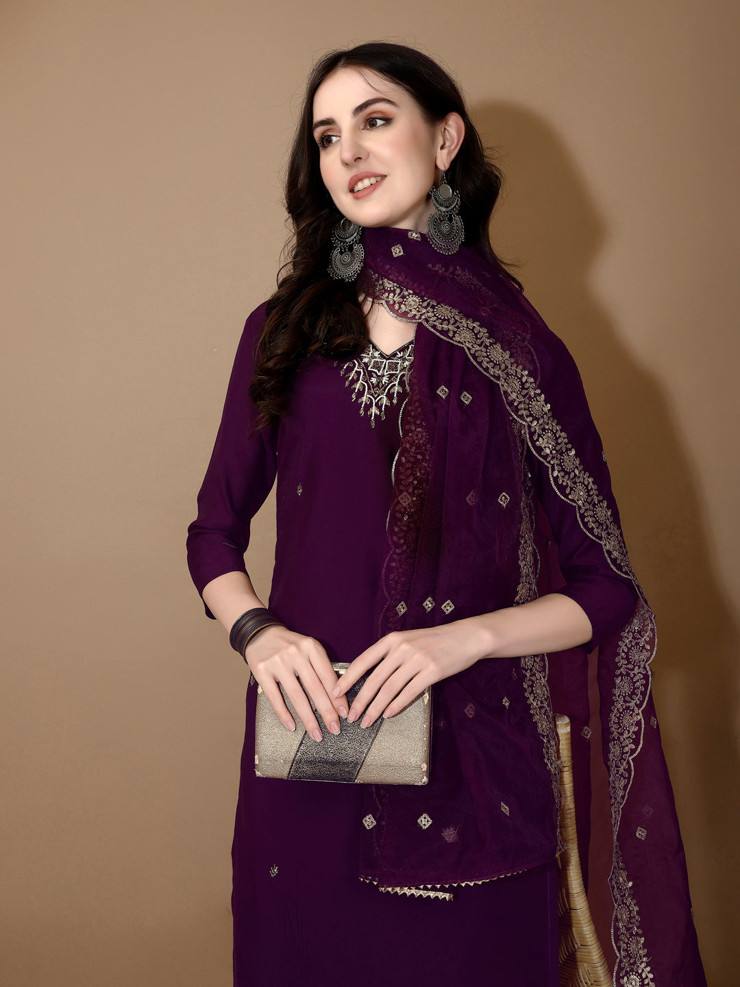 Hand embroidered Kurta with Pant & Dupatta Premium luxury