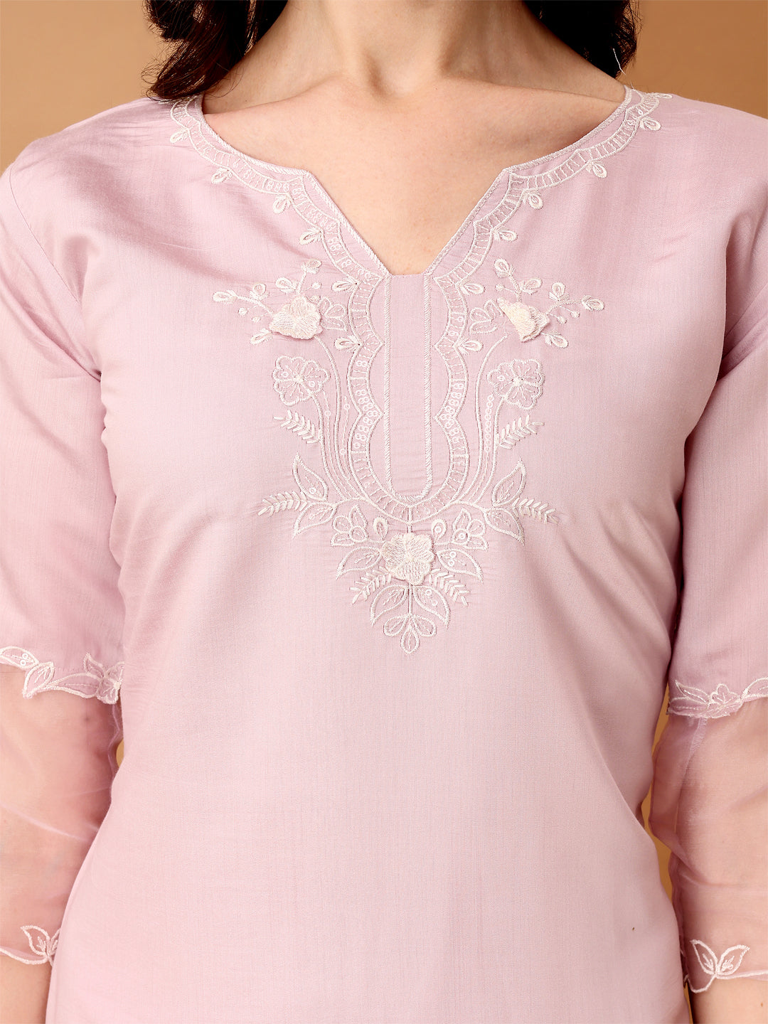 Pakistani Embroidered Kurta with pant & Organza Embroidered Dupatta