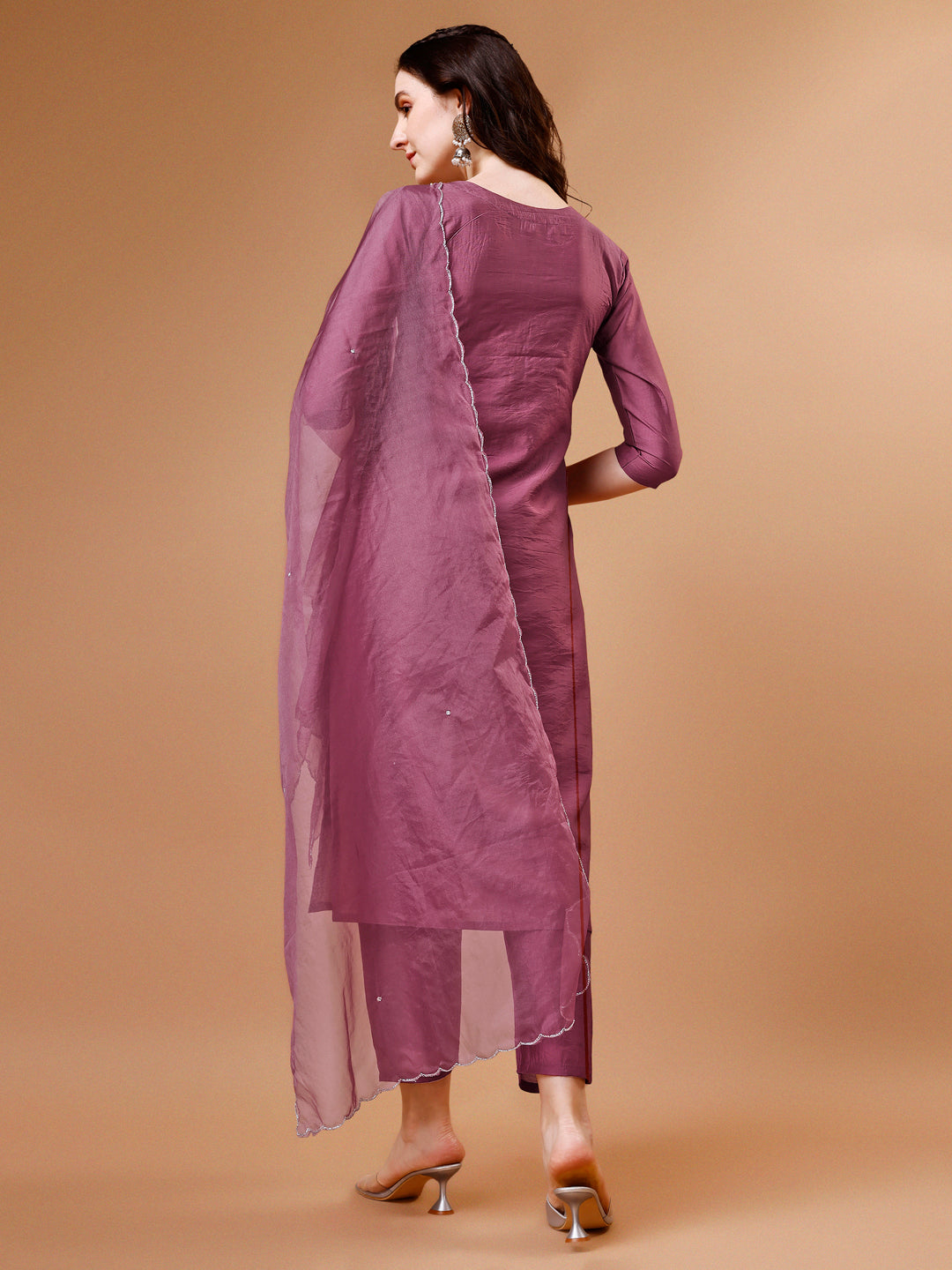 Hand Beads Embroidered Kurta with pant & Dupatta