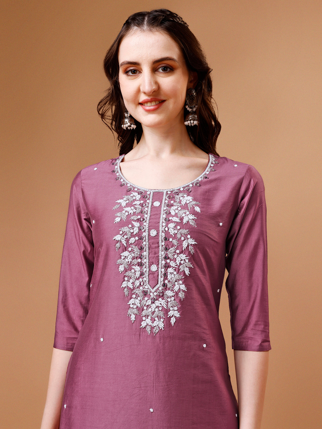 Hand Beads Embroidered Kurta with pant & Dupatta