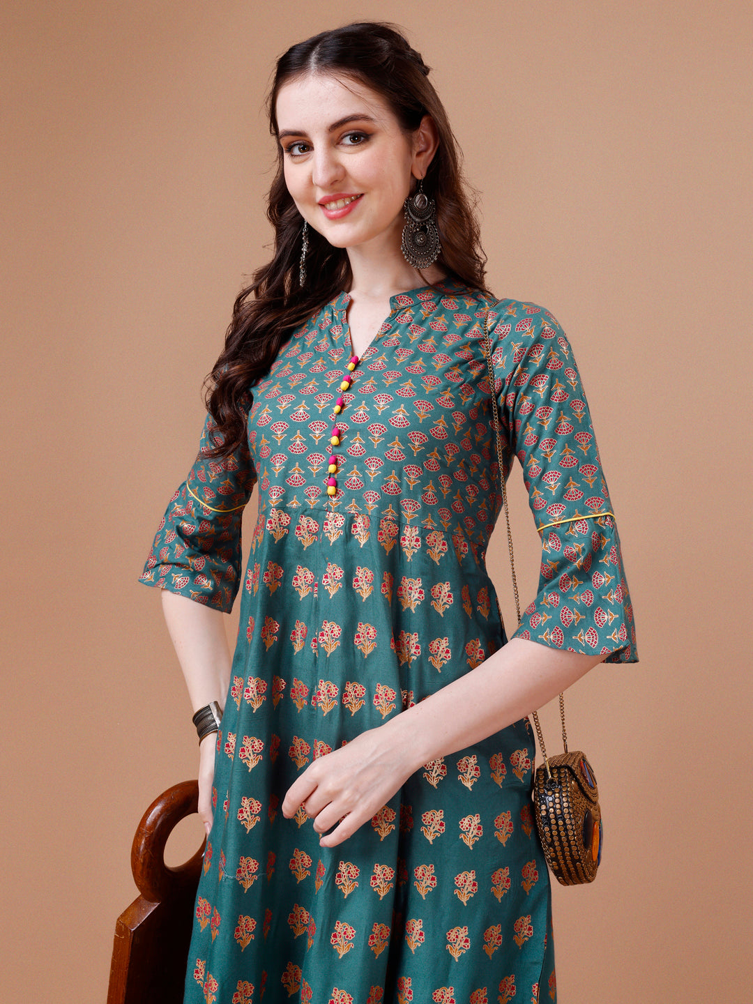 Rayon Ethnic Motifs Printed Flared Kurta