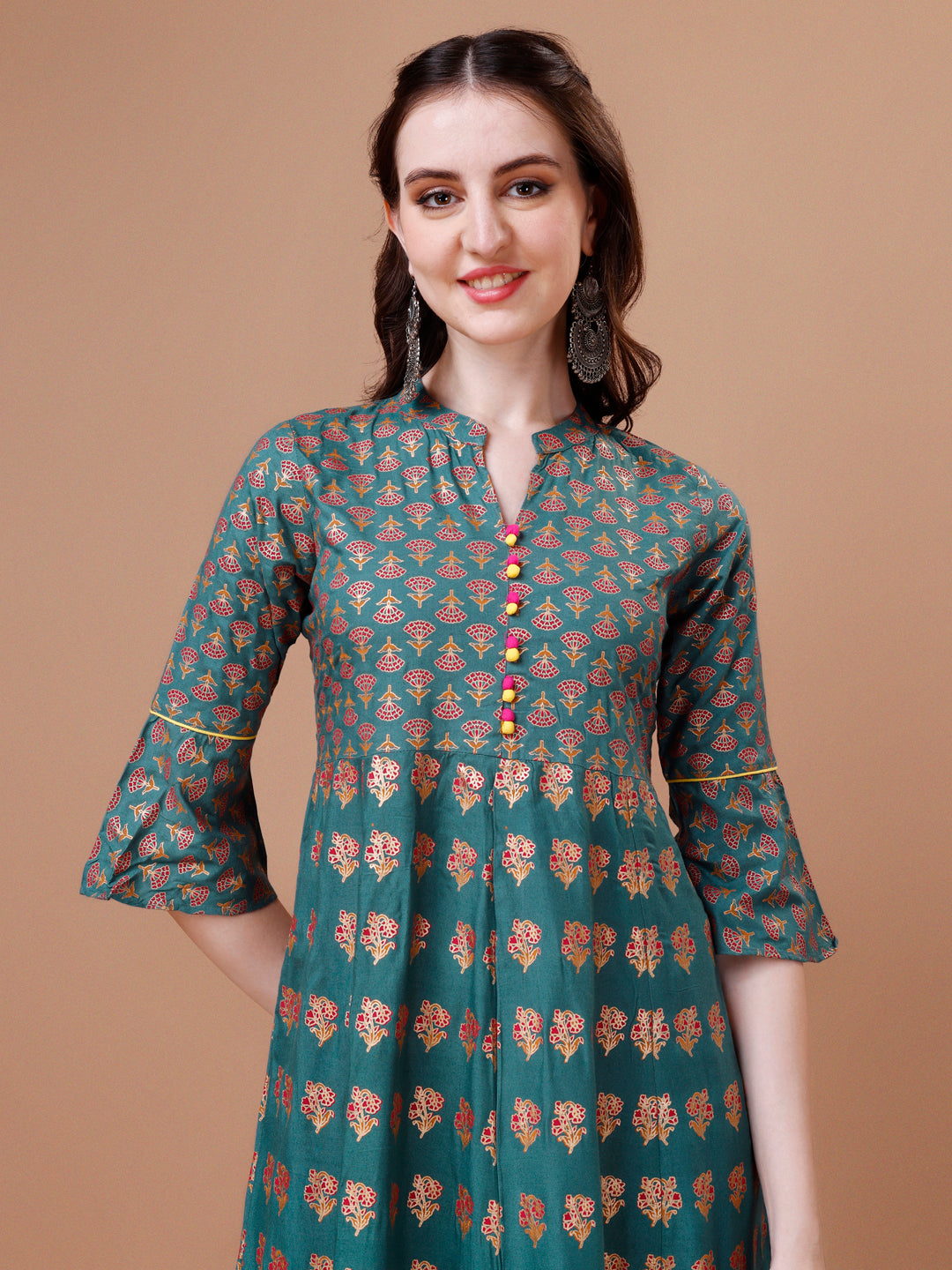 Rayon Ethnic Motifs Printed Flared Kurta