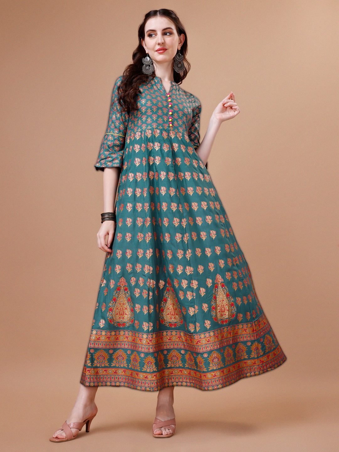 Rayon Ethnic Motifs Printed Flared Kurta