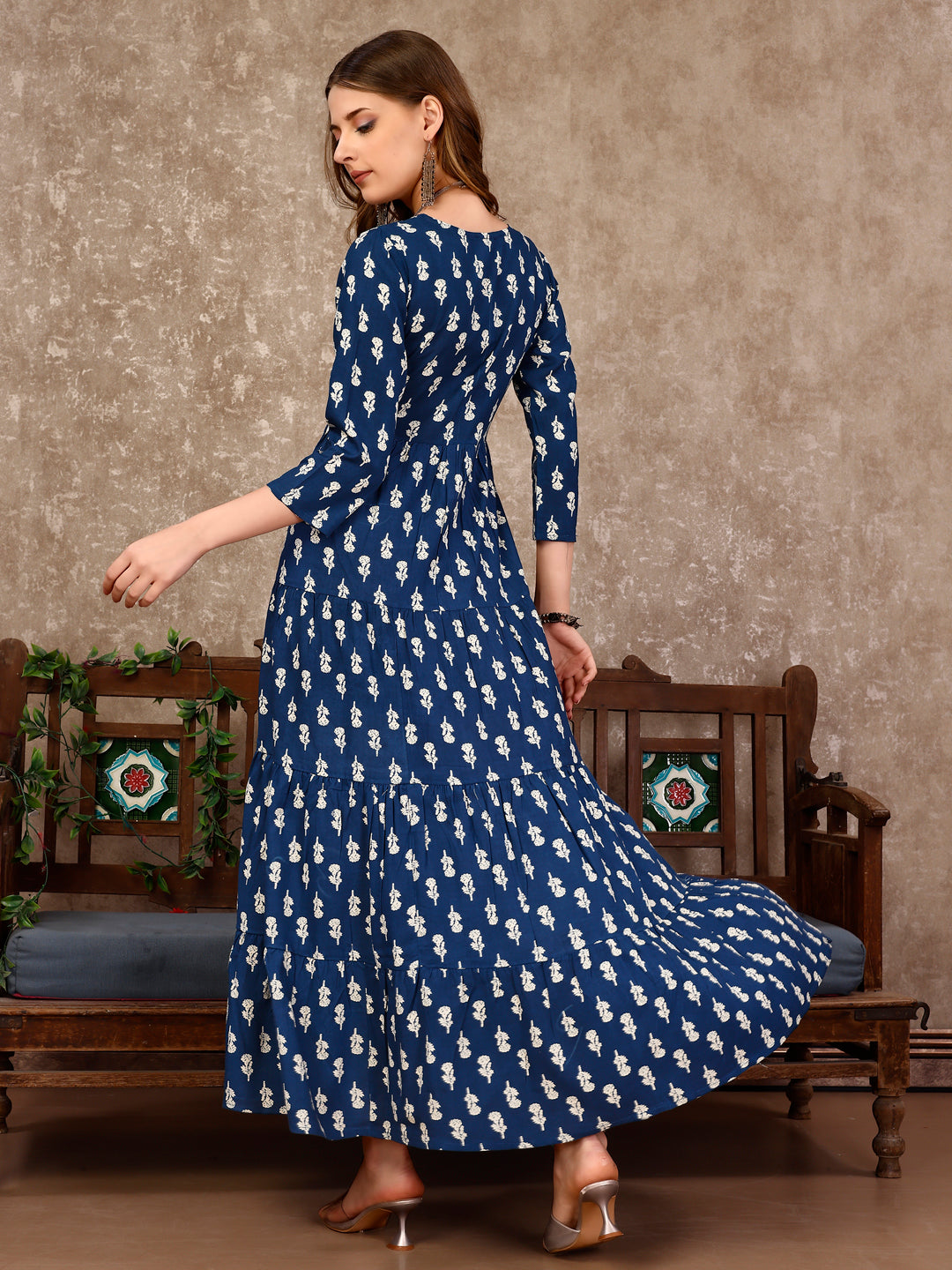 Embroidered & Printed Flared Rayon Kurta premium Luxury