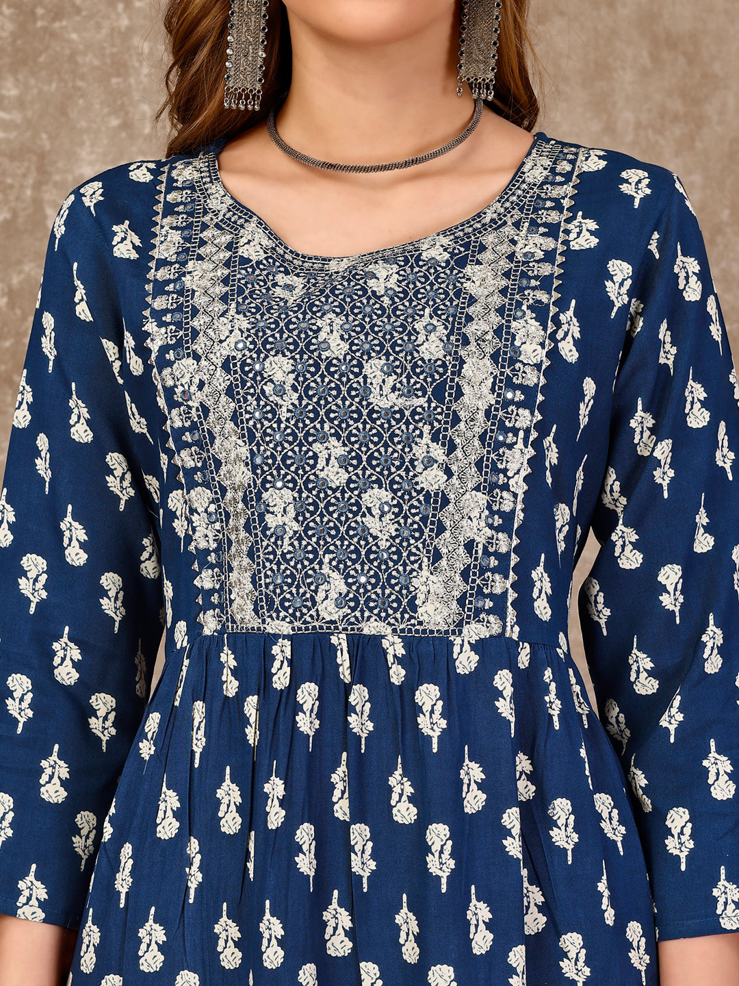 Embroidered & Printed Flared Rayon Kurta premium Luxury