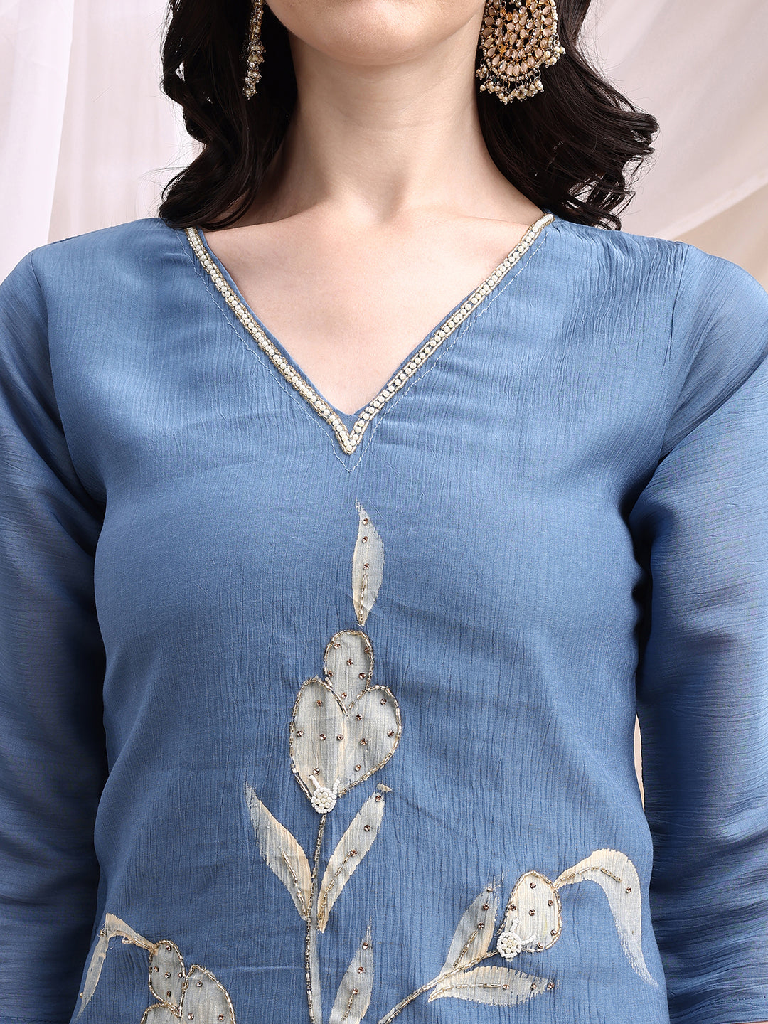Hand Embroidered & Painted Kurta with Pant