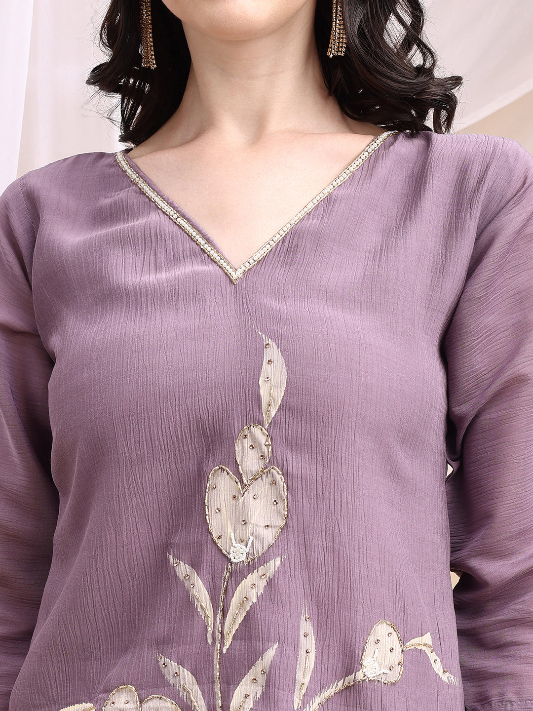 Hand Embroidered & Painted Kurta with Pant
