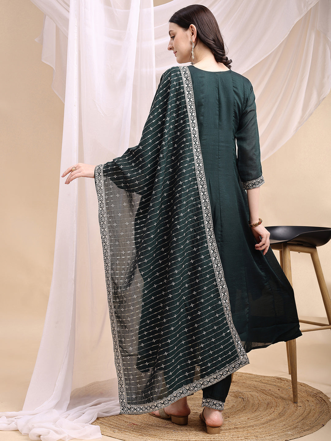 Embroidered Anarkali Kurta with Pant & Embroidered Dupatta