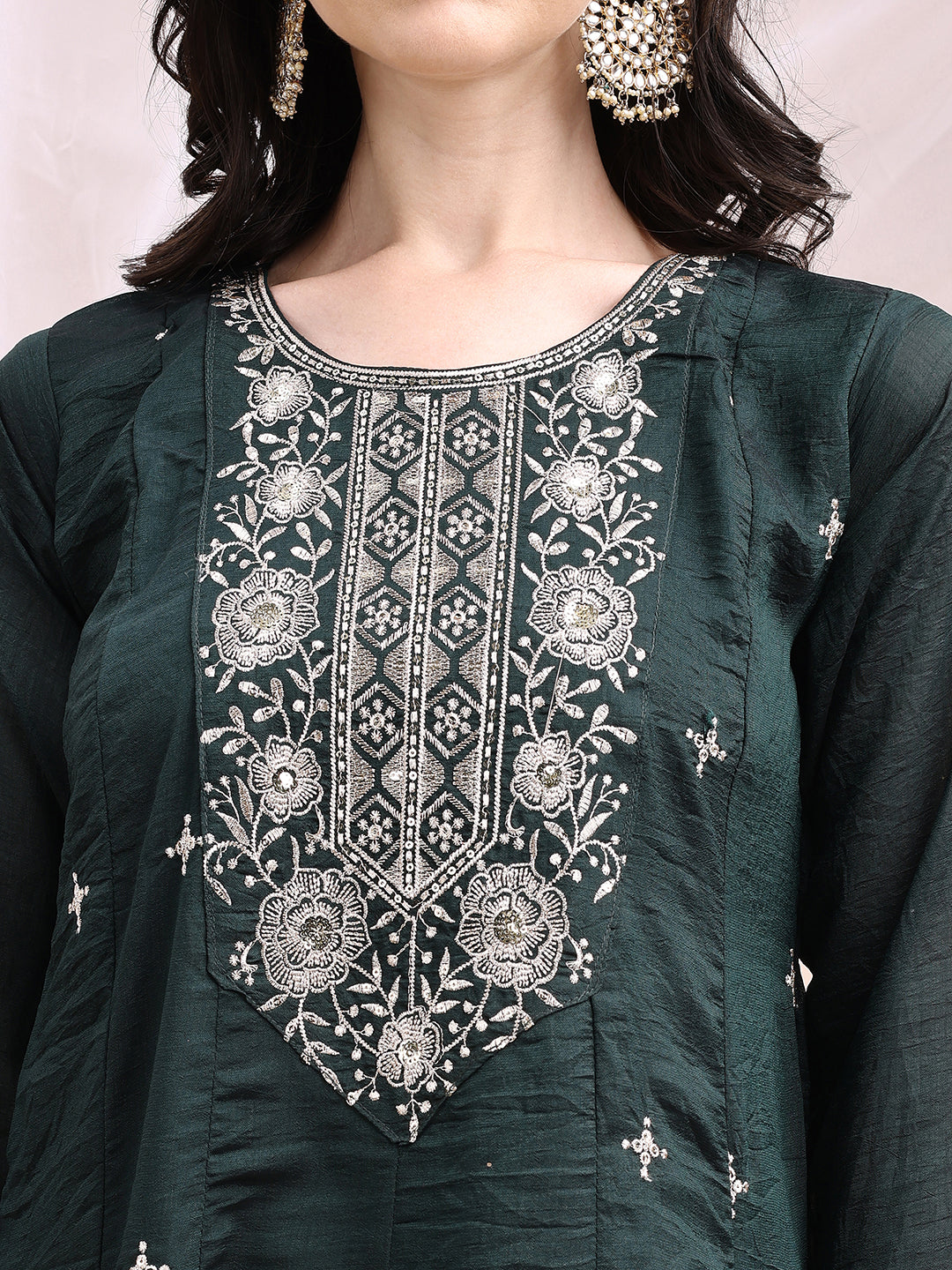 Embroidered Anarkali Kurta with Pant & Embroidered Dupatta
