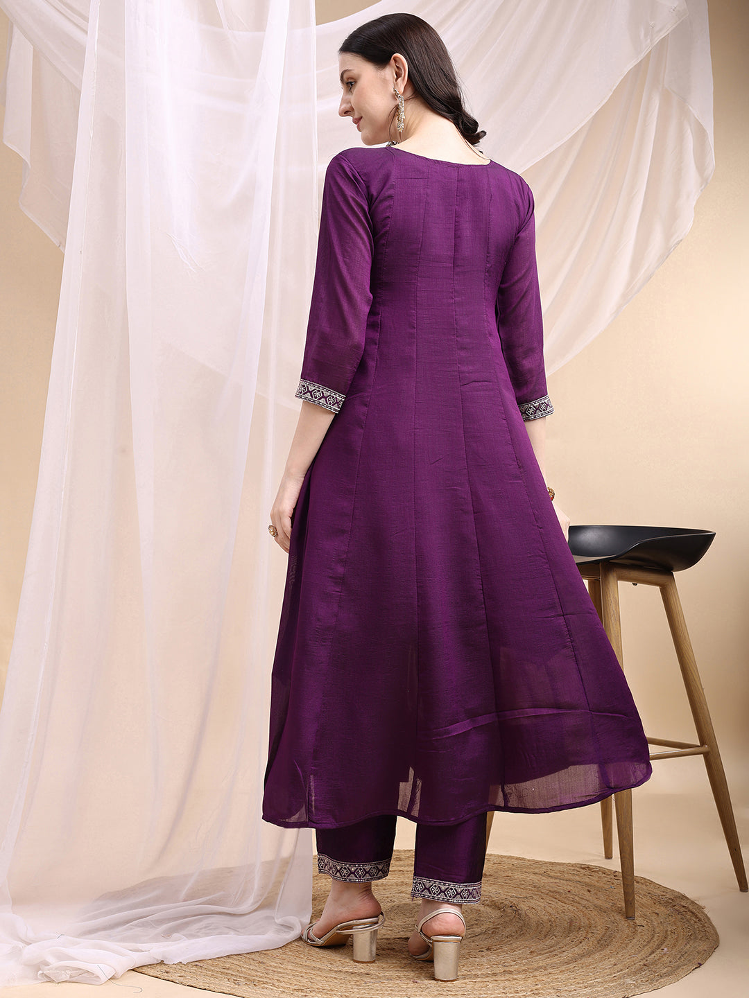 Embroidered Anarkali Kurta with Pant & Embroidered Dupatta